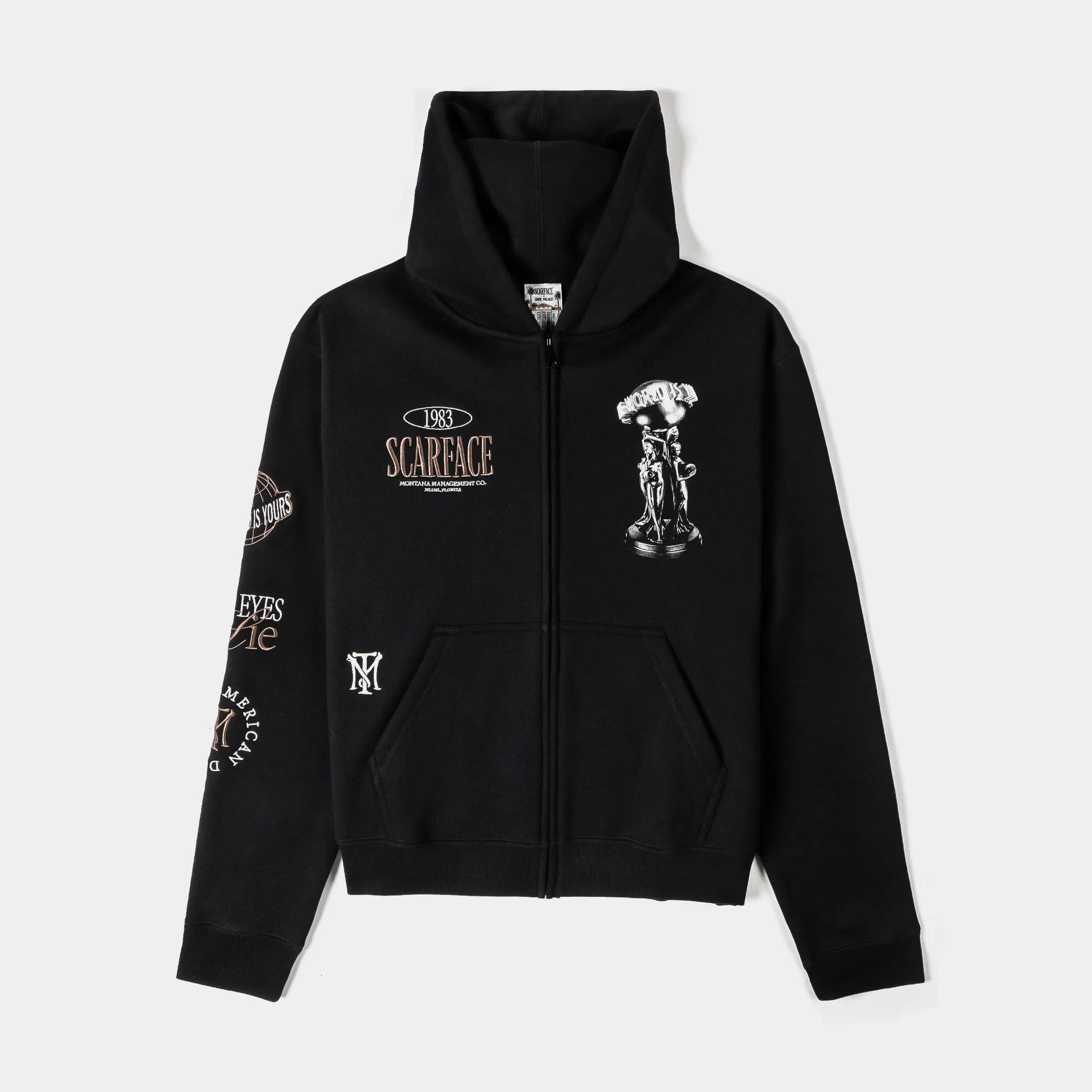 SCARFACE X SP SP x Scarface Chico Zip Up Mens Hoodie (Black/Taupe)
