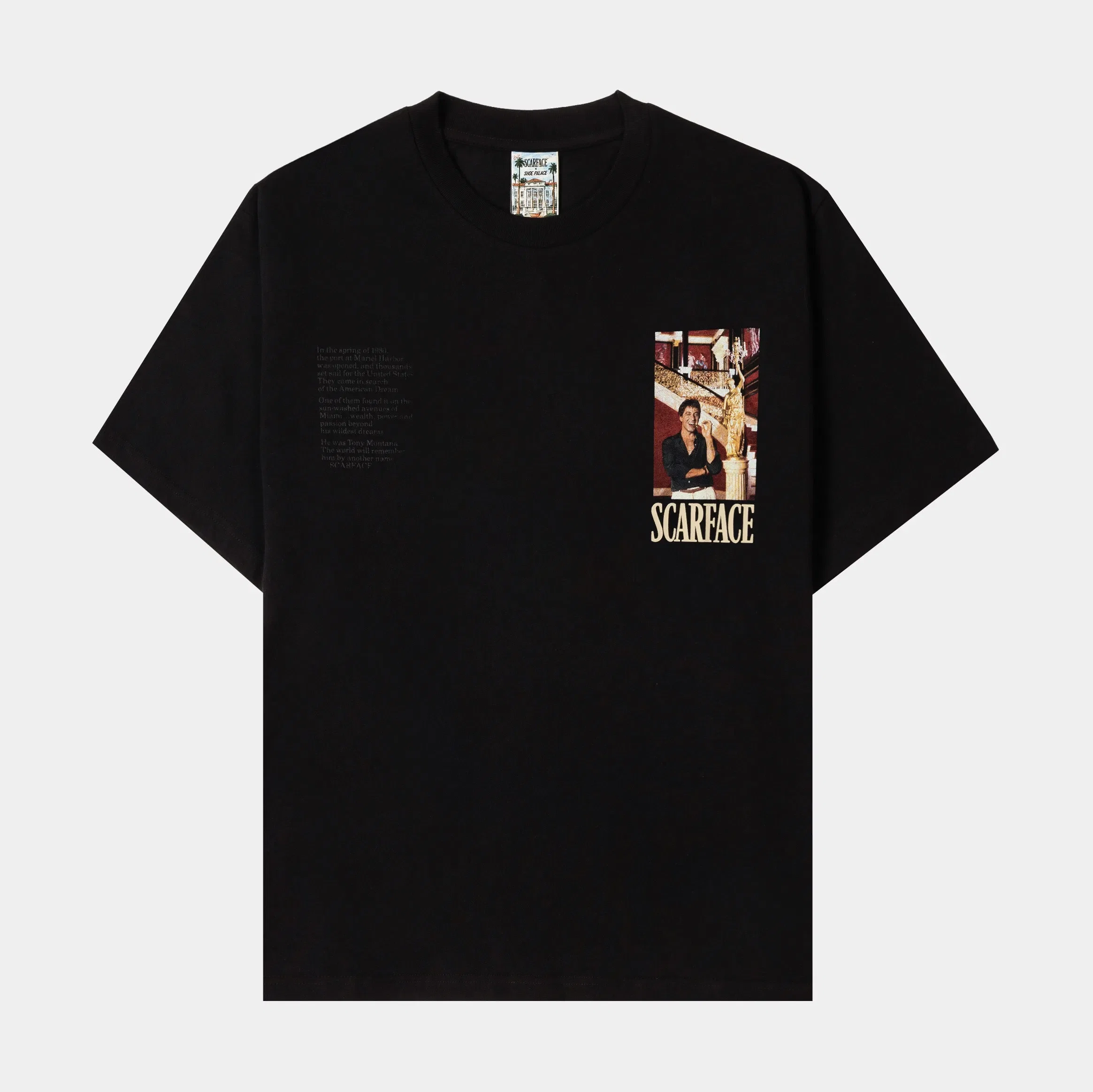 SCARFACE X SP SP x Scarface Tony Mens Short Sleeve Shirt (Black/Cream)