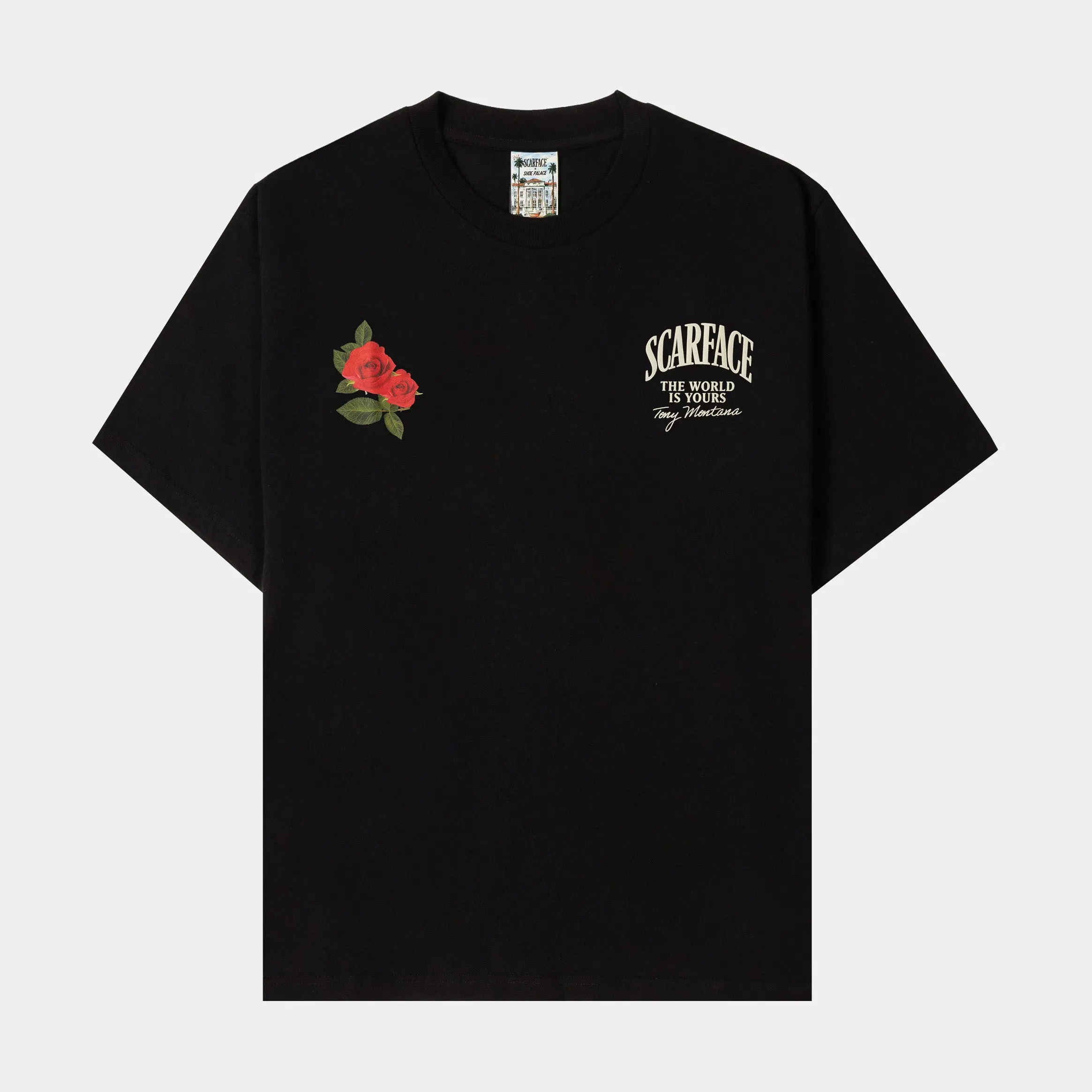 SCARFACE X SP SP x Scarface Roses Mens Short Sleeve Shirt (Black/Beige)
