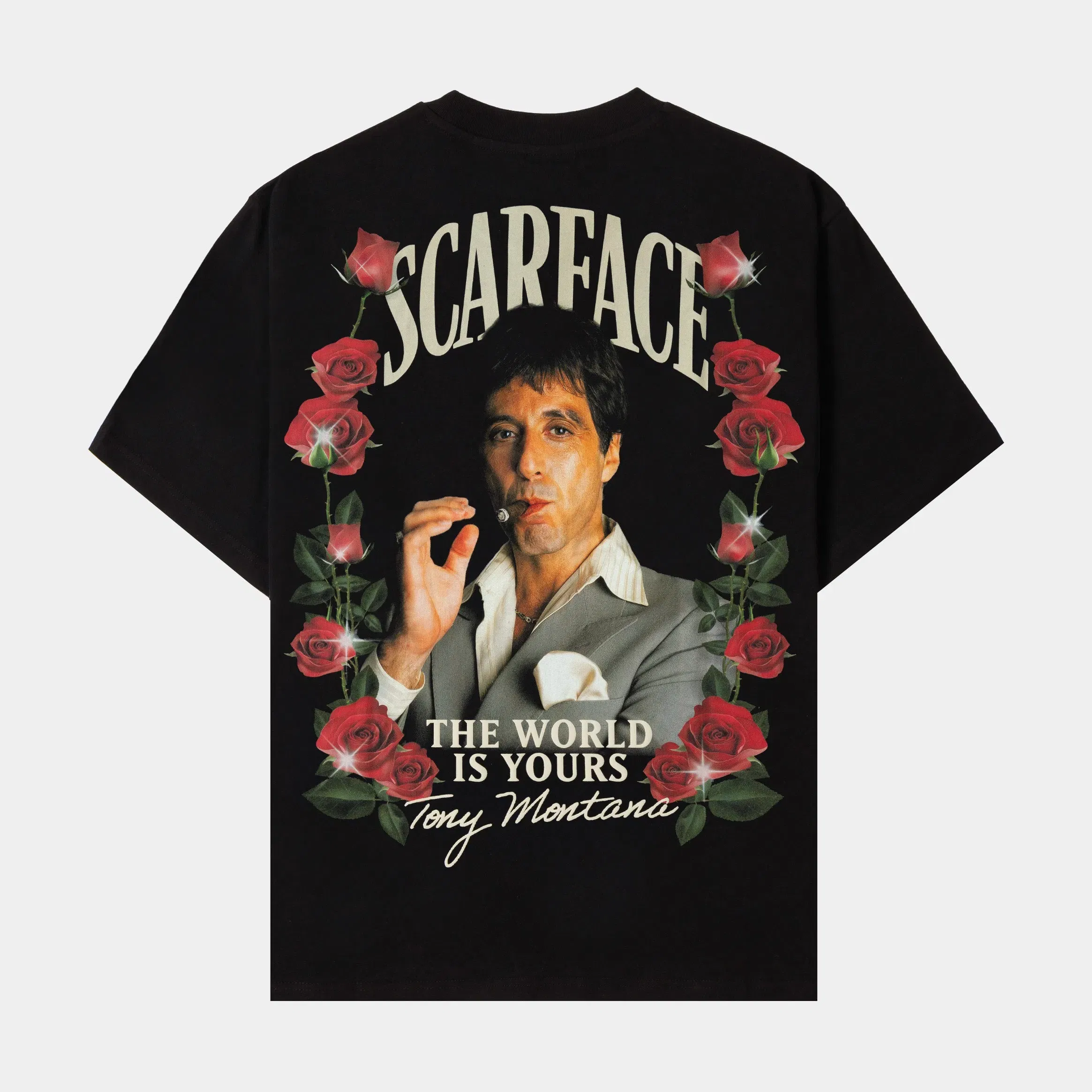 SCARFACE X SP SP x Scarface Roses Mens Short Sleeve Shirt (Black/Beige)