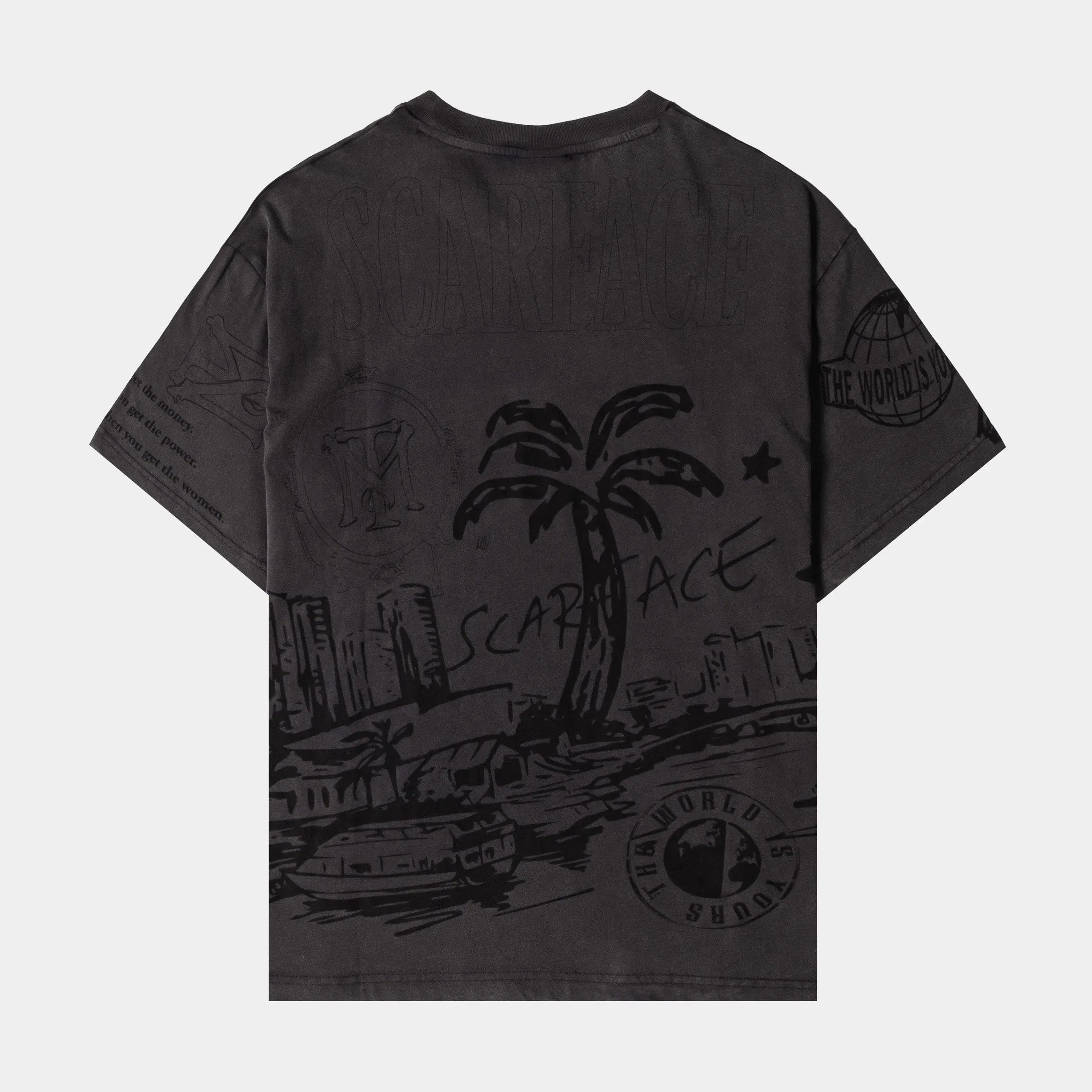 SCARFACE X SP SP x Scarface All Over Print Mens Short Sleeve Shirt (Black/Black)