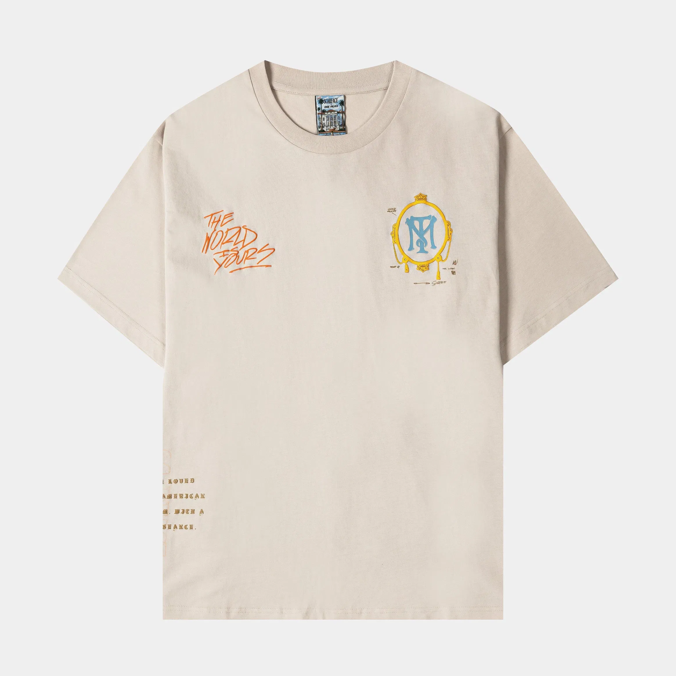 SCARFACE X SP SP x Scarface Collage Mens Short Sleeve Shirt (Beige/Blue)