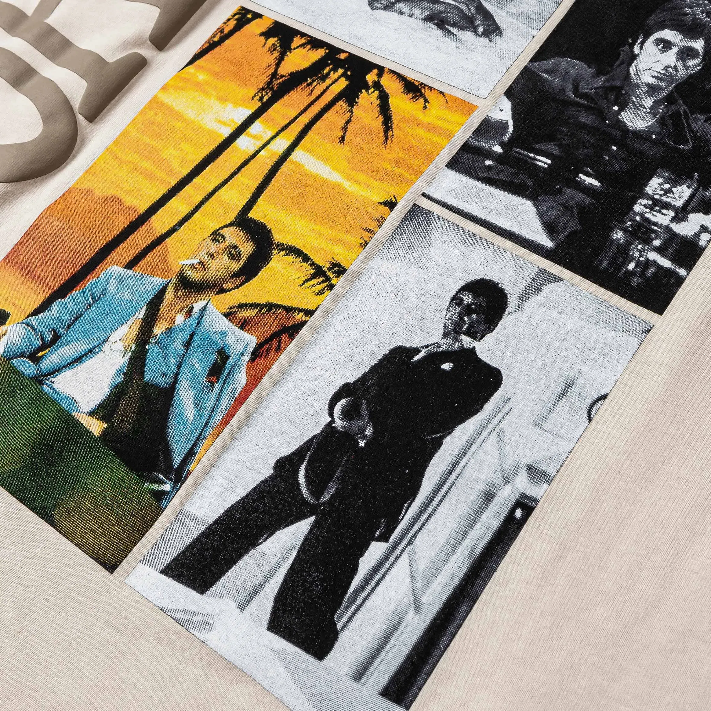 SCARFACE X SP SP x Scarface Collage Mens Short Sleeve Shirt (Beige/Blue)