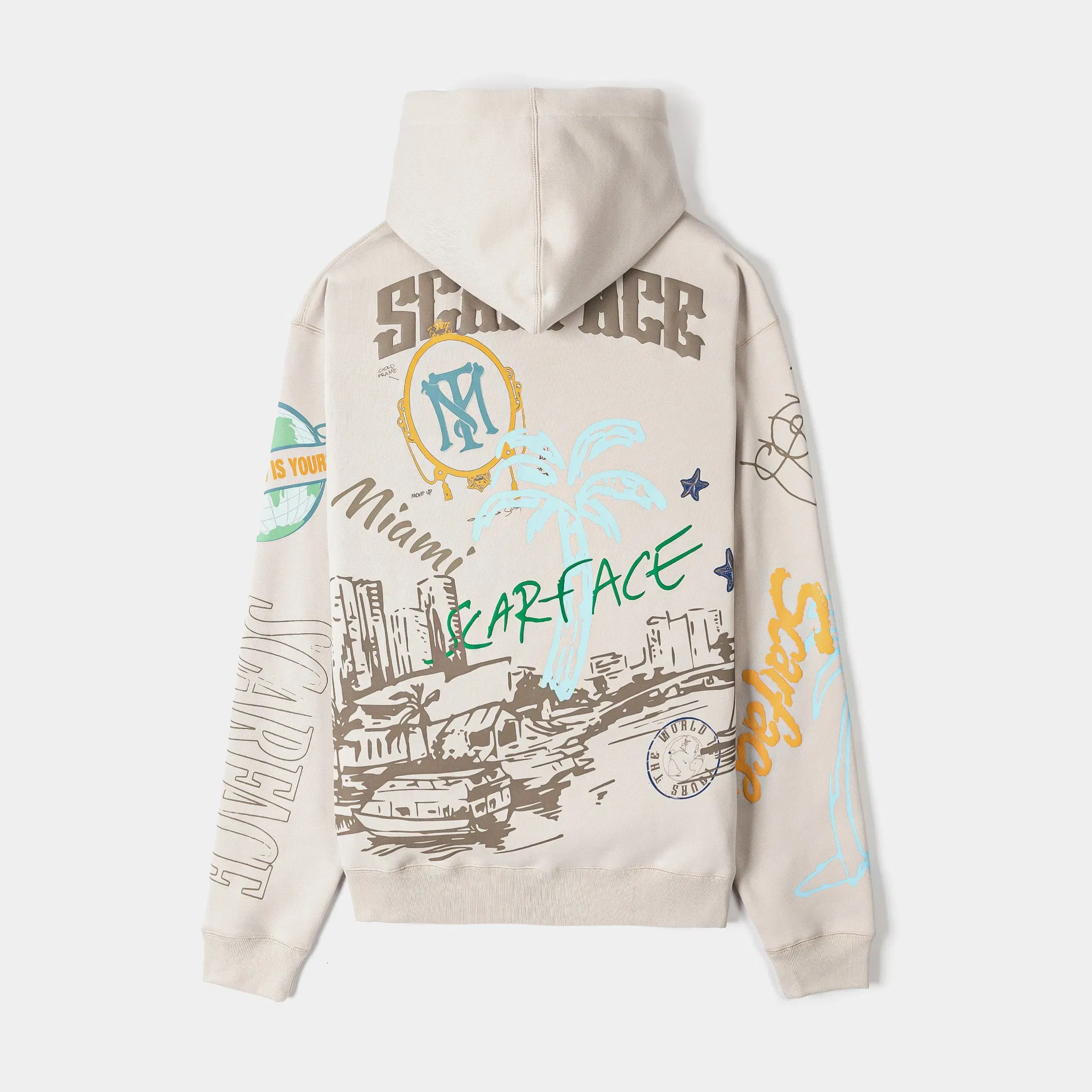 SCARFACE X SP SP x Scarface Post Card Fleece Pullover Mens Hoodie (Beige/Taupe)