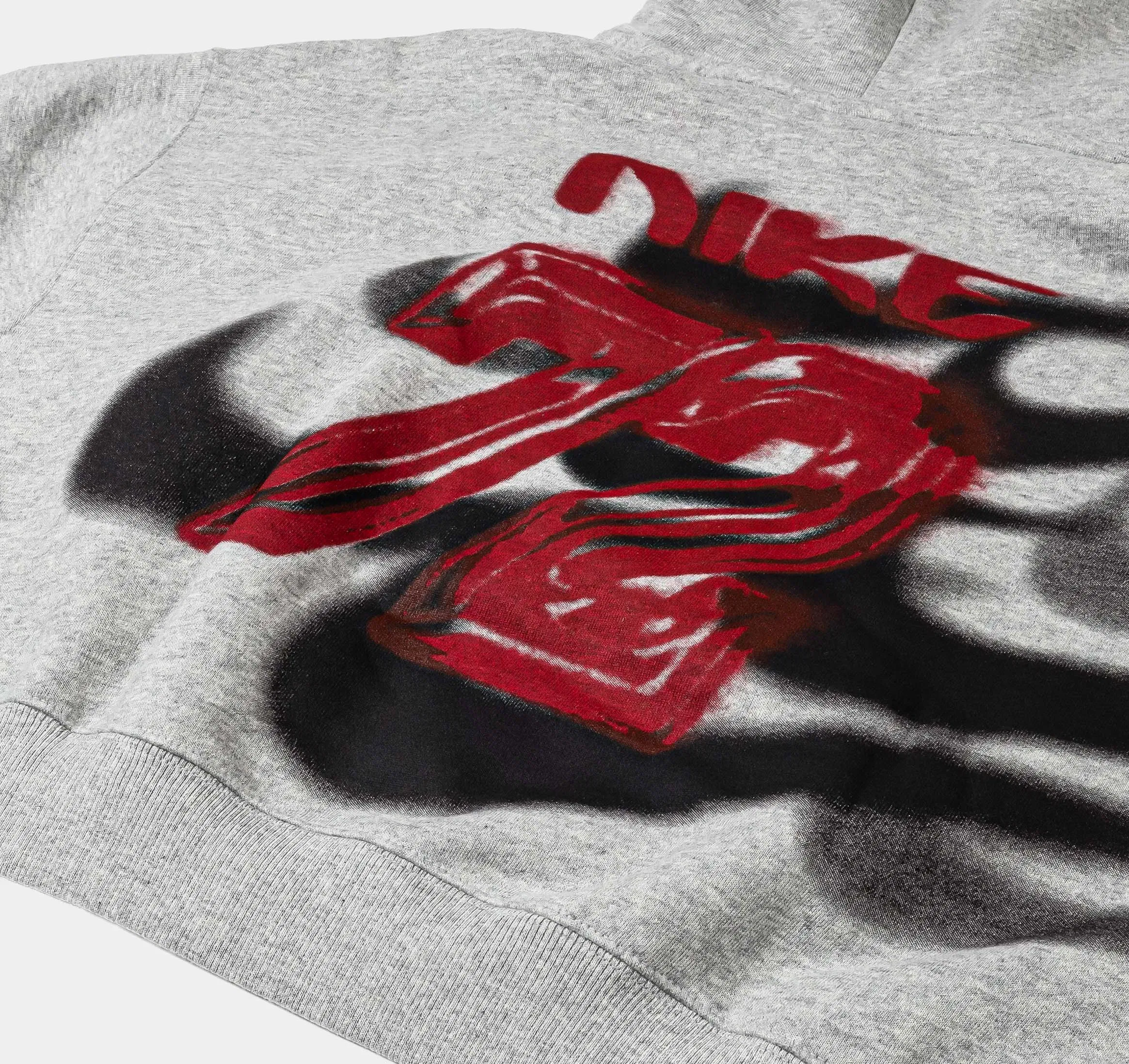 Nike Studio Fleece Cropped Oversized Pullover Womens Hoodie (Dark Grey Heather/Sail)