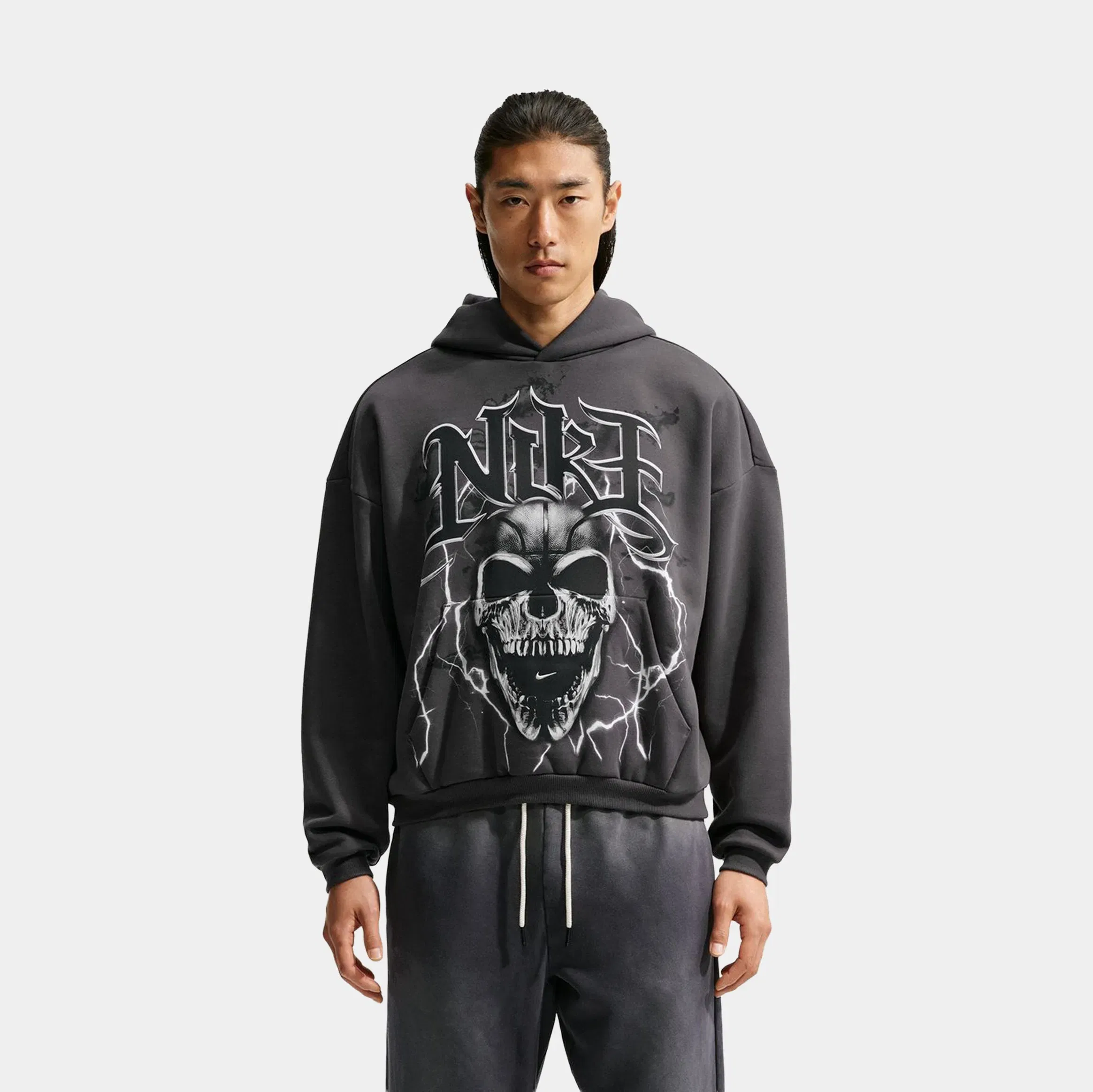 Nike Standard Issue Brushed Basketball Pullover Mens Hoodie (Anthracite/White/Pale Ivory)