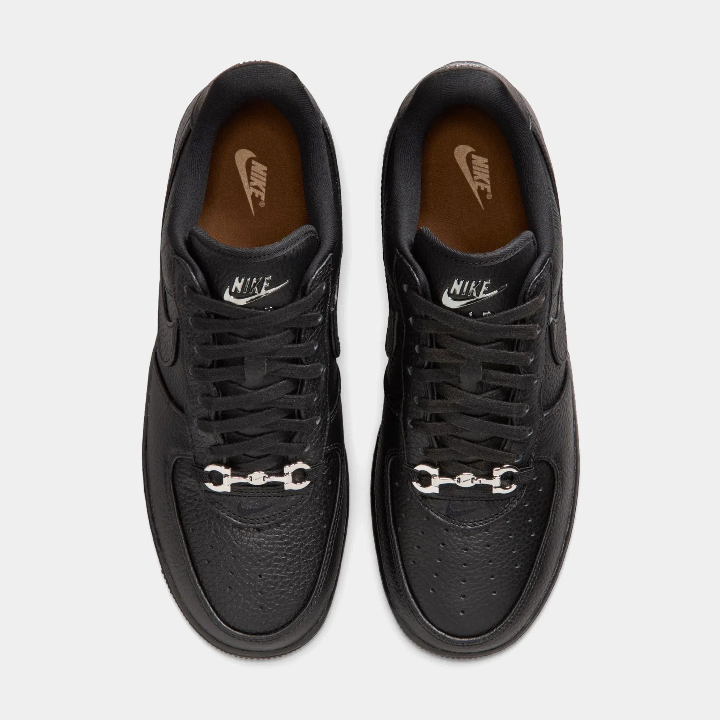 Nike Air Force 1 Low Retro Black Leather Mens Lifestyle Shoes (Black)