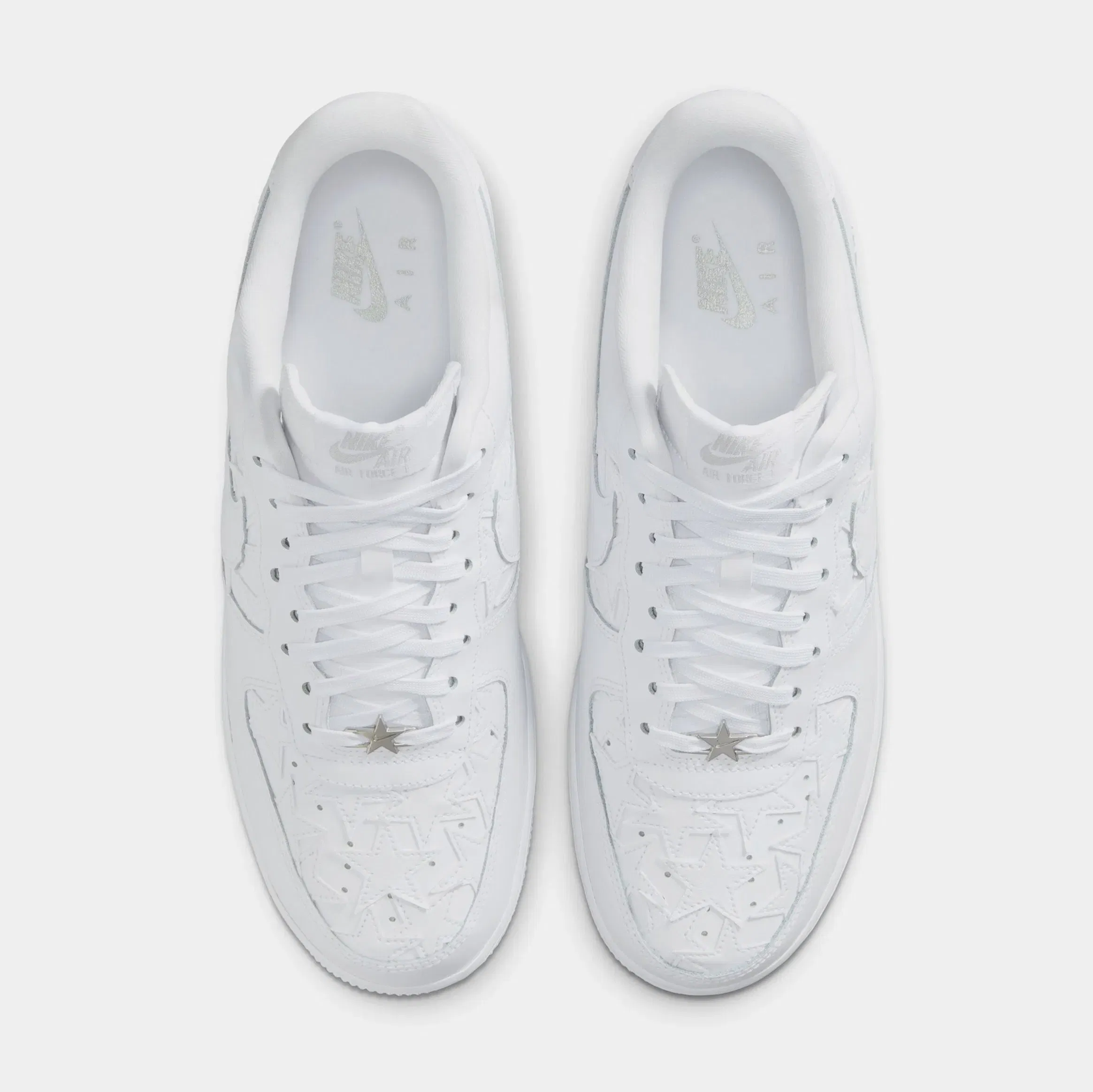 Nike Air Force 1 White Stars Mens Lifestyle Shoes (White/White/Metallic Silver)