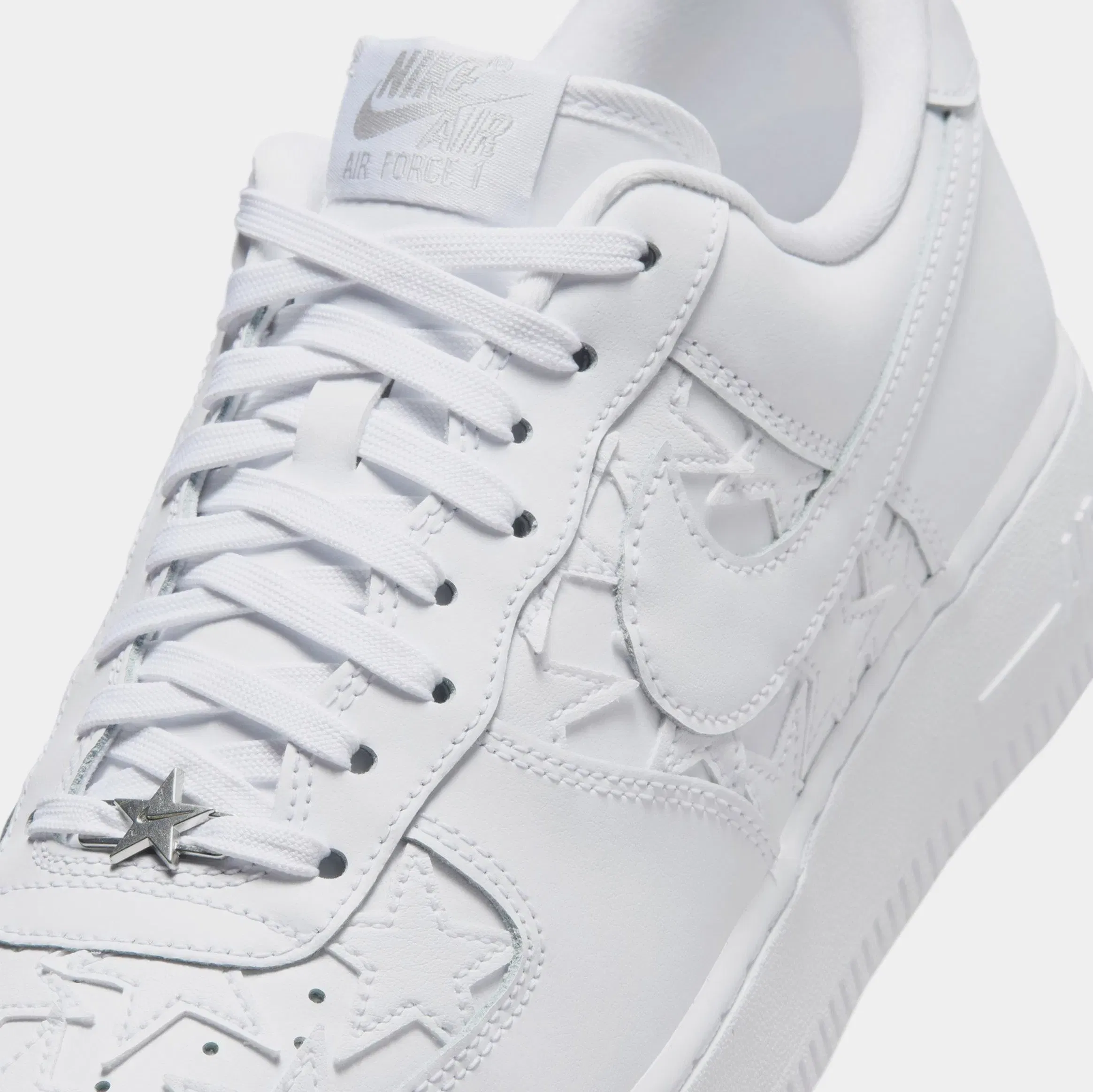 Nike Air Force 1 White Stars Mens Lifestyle Shoes (White/White/Metallic Silver)