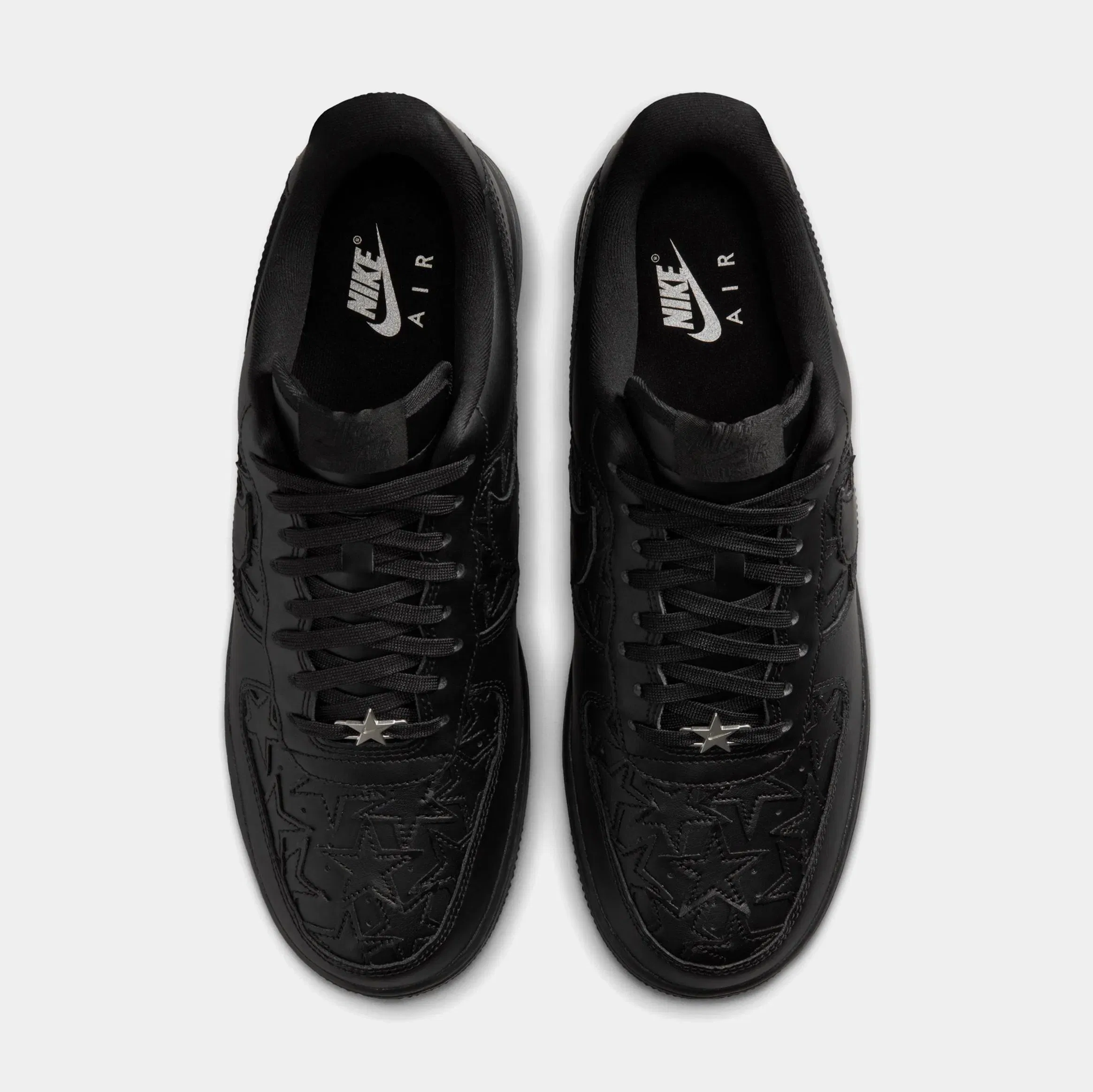 Nike Air Force 1 Black Stars Mens Lifestyle Shoes (Black/Black/Metallic Silver)