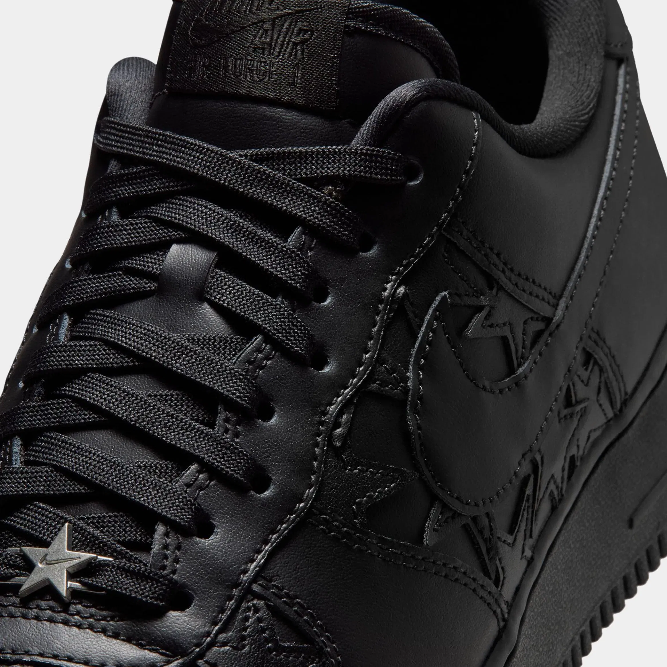 Nike Air Force 1 Black Stars Mens Lifestyle Shoes (Black/Black/Metallic Silver)