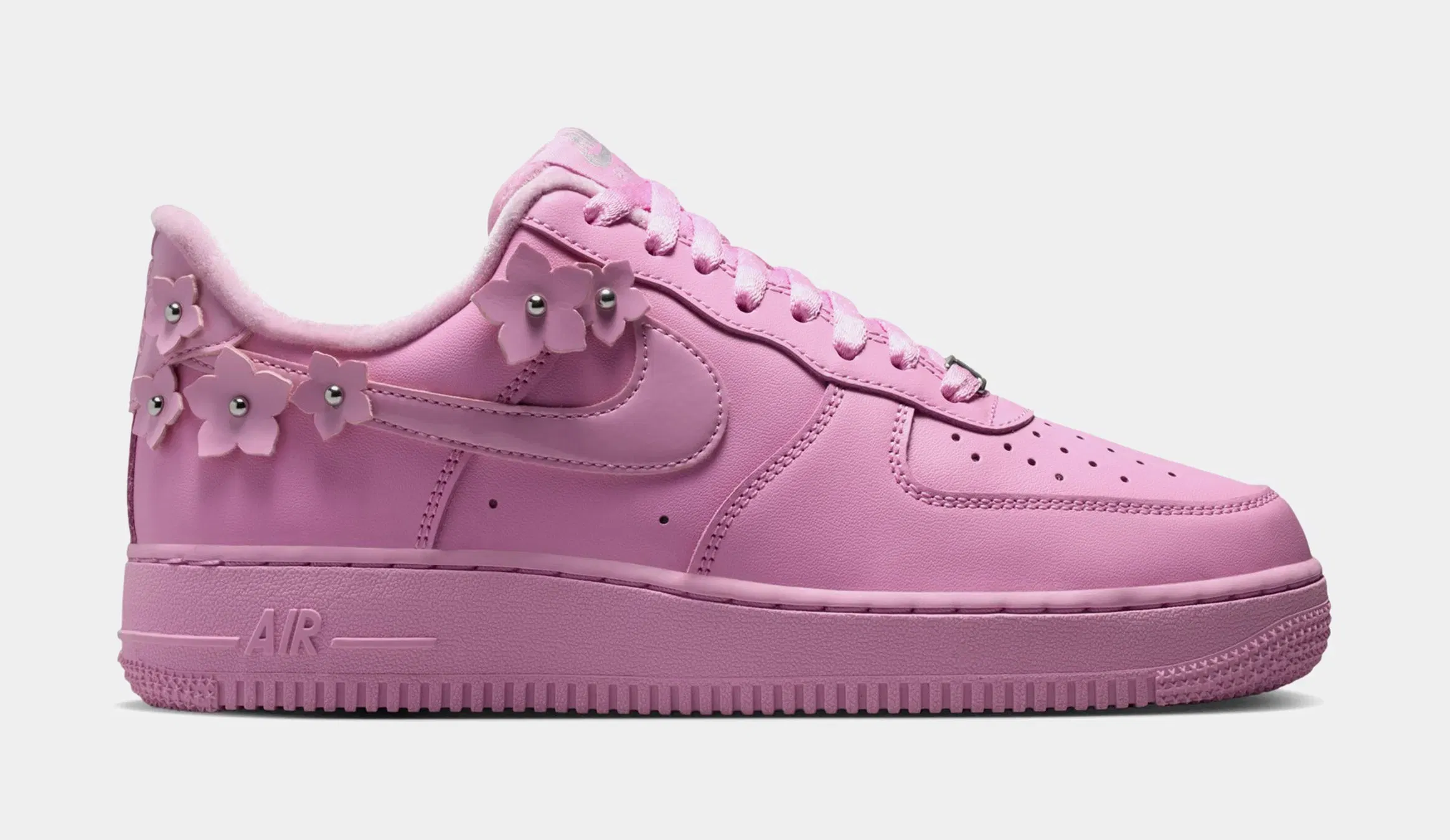Nike Air Force 1 '07 Flower Pack Womens Lifestyle Shoes (Pink Rise/Pink Foam/Metallic Silver)