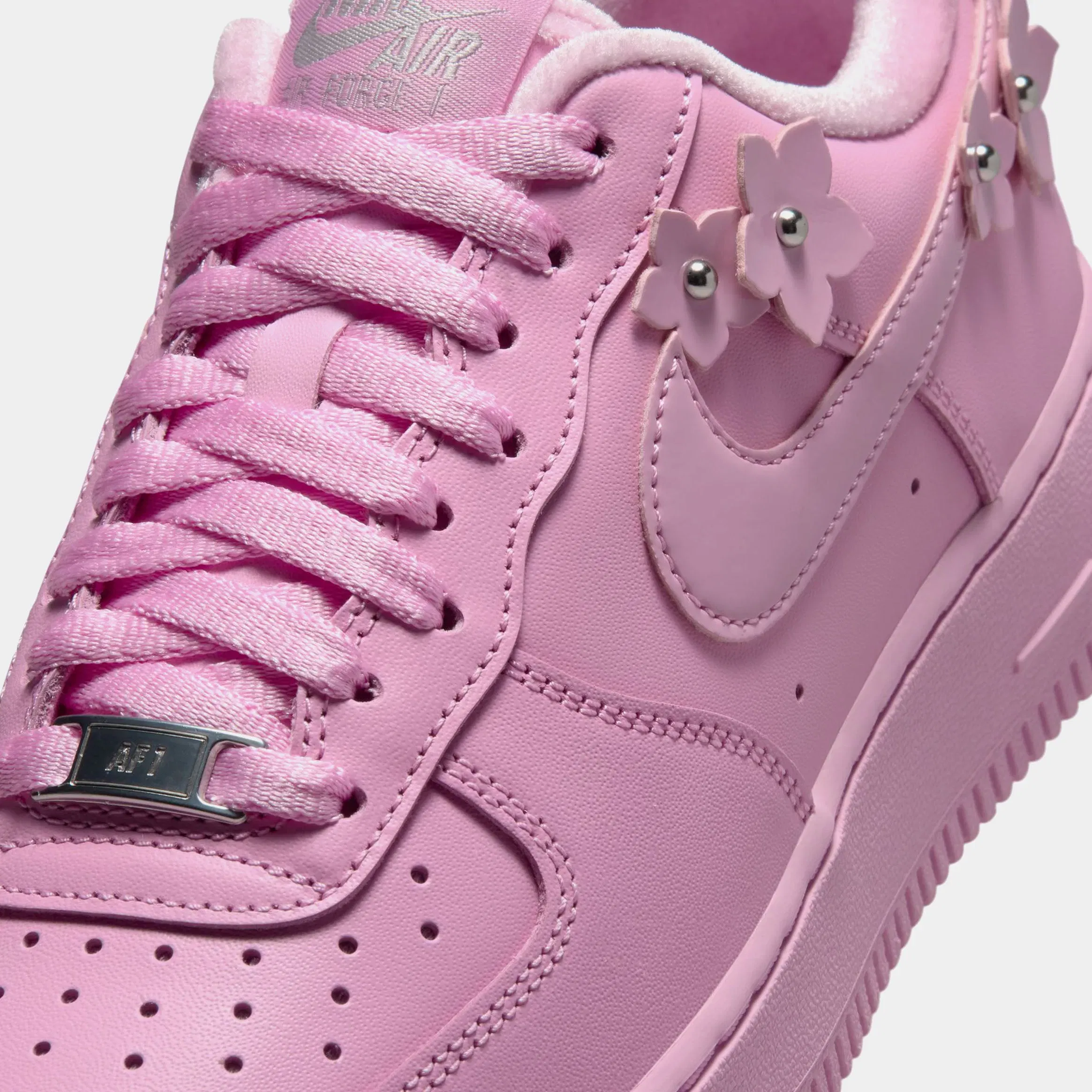 Nike Air Force 1 '07 Flower Pack Womens Lifestyle Shoes (Pink Rise/Pink Foam/Metallic Silver)