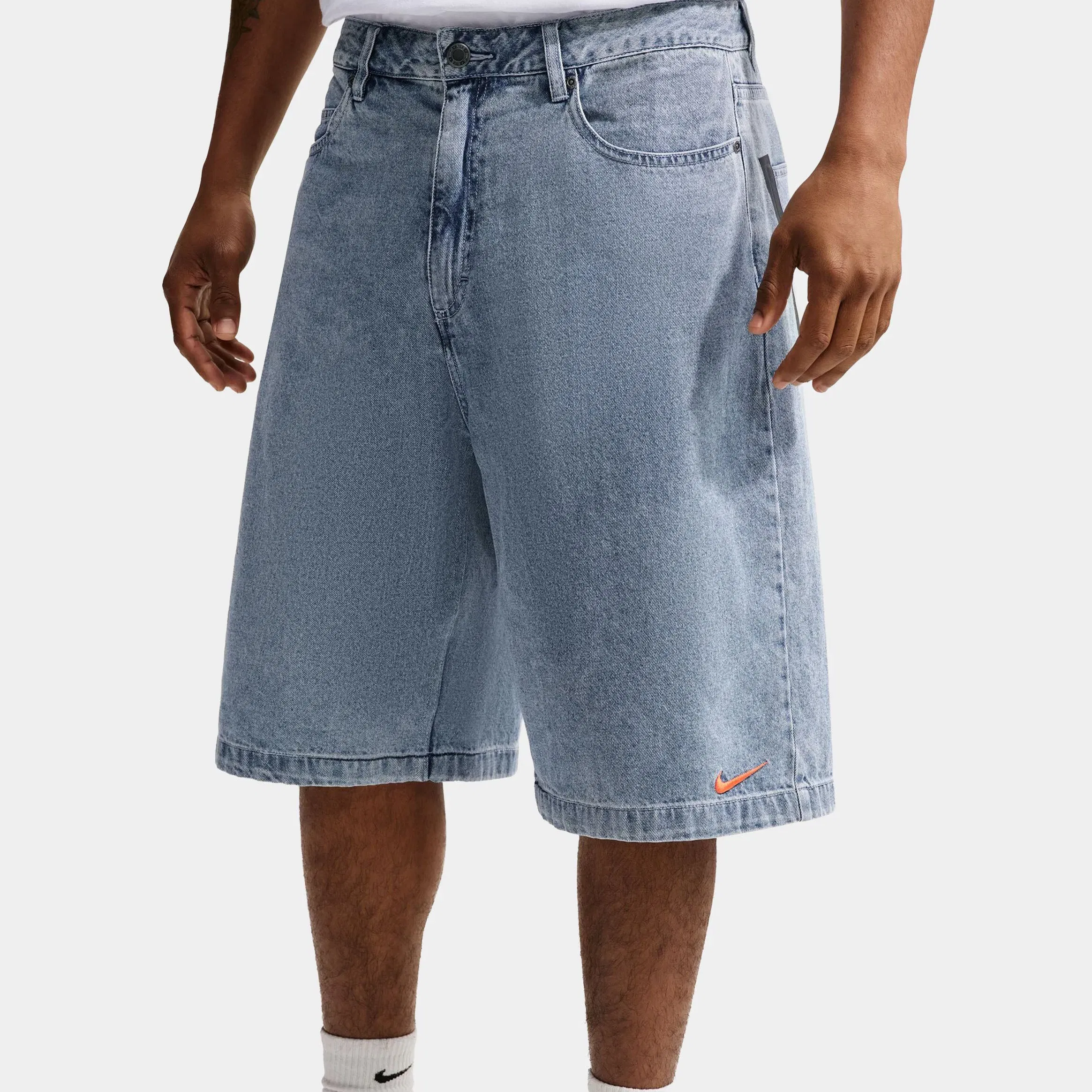 Nike Your Message Here Indigo Denim Mens Shorts (Blue Denim/Black/Safety Orange)