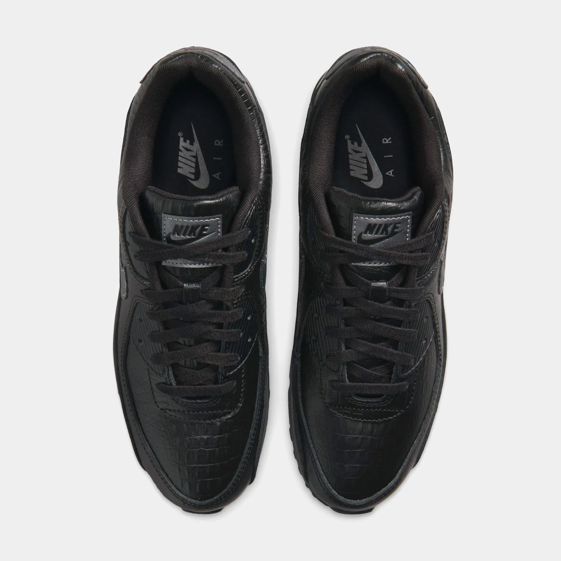 Nike Air Max 90 Premium Black Croc Leather Mens Running Shoes (Black/Metallic Dark Grey/Anthracite)