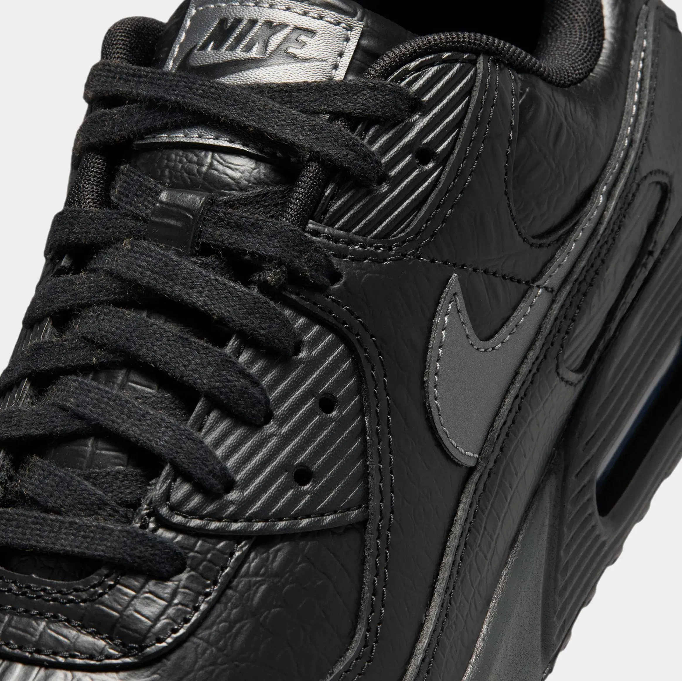 Nike Air Max 90 Premium Black Croc Leather Mens Running Shoes (Black/Metallic Dark Grey/Anthracite)