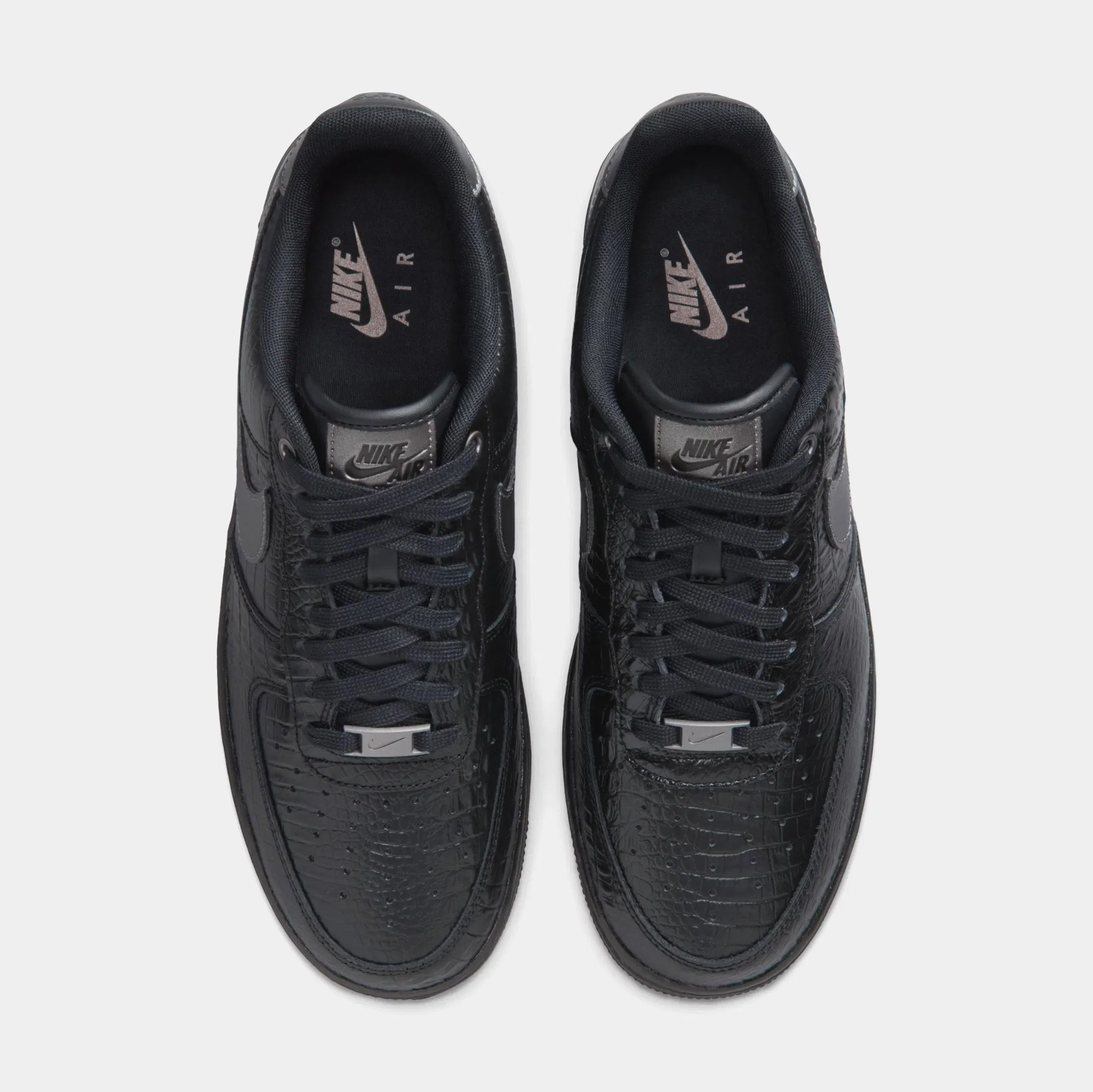 Nike Air Force 1 Low Triple Black Croc Mens Lifestyle Shoes (Black/Metallic Dark Grey)