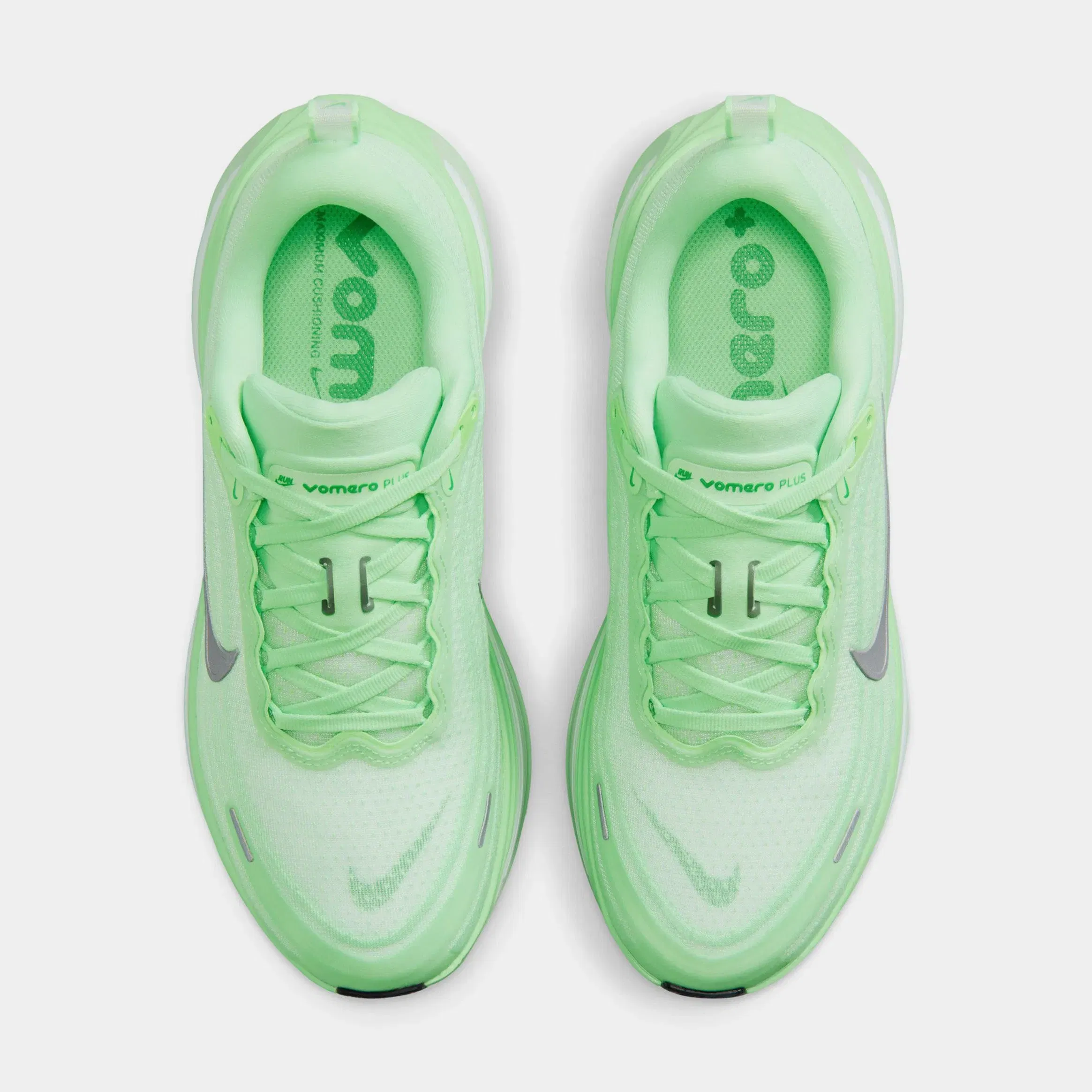 Nike Vomero Plus Womens Running Shoes (White/Illusion Green/Cucumber Calm/Metallic Silver)