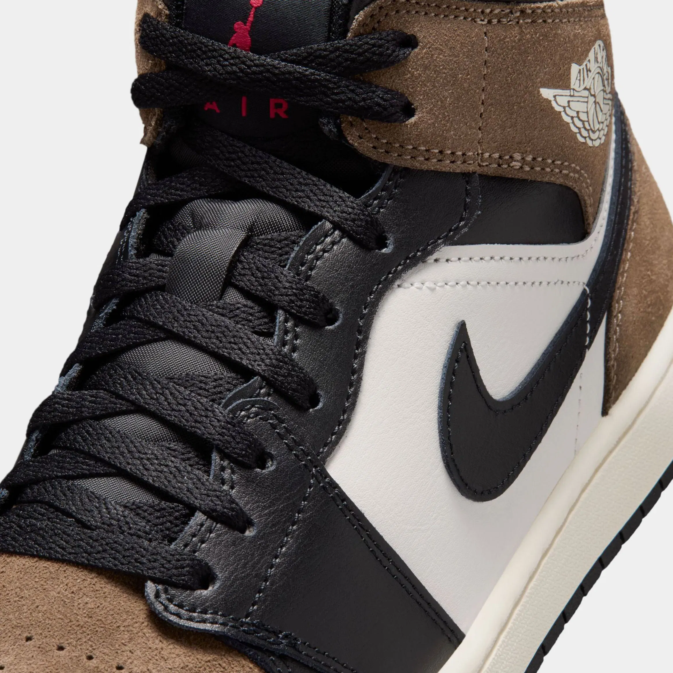 Air Jordan 1 Mid Palomino Mens Lifestyle Shoes (Black/Palomino/University Red/Phantom)