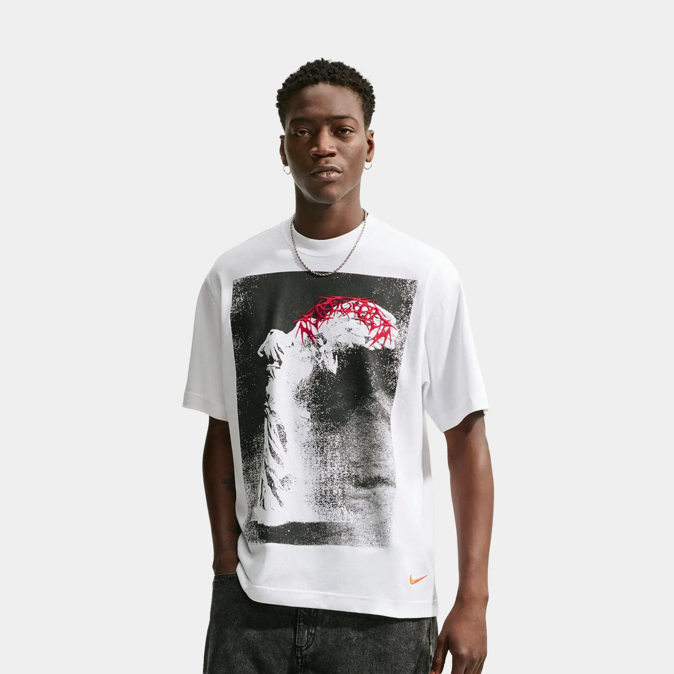 Nike NSW Goddess Print Mens Short Sleeve Shirt (White)