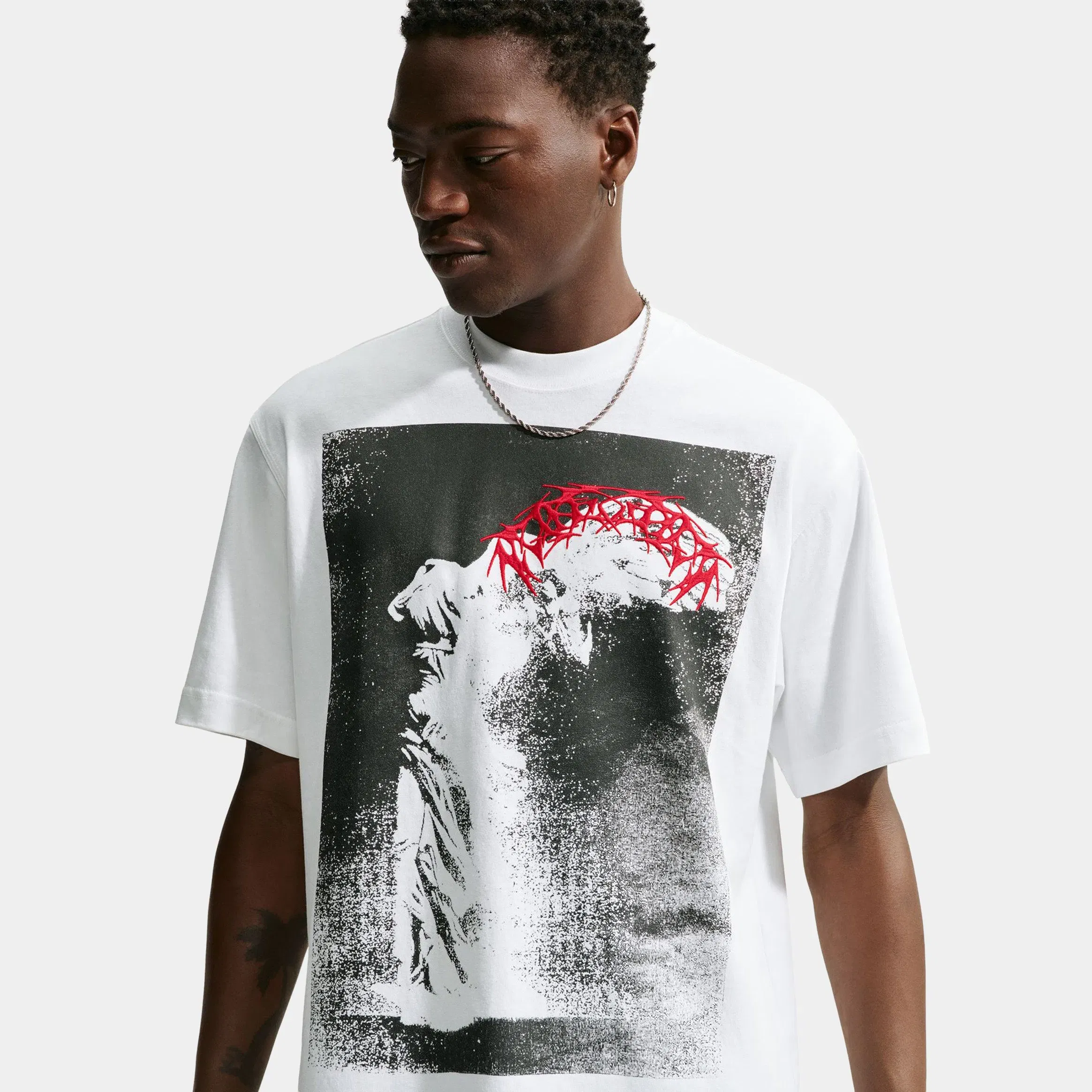 Nike NSW Goddess Print Mens Short Sleeve Shirt (White)