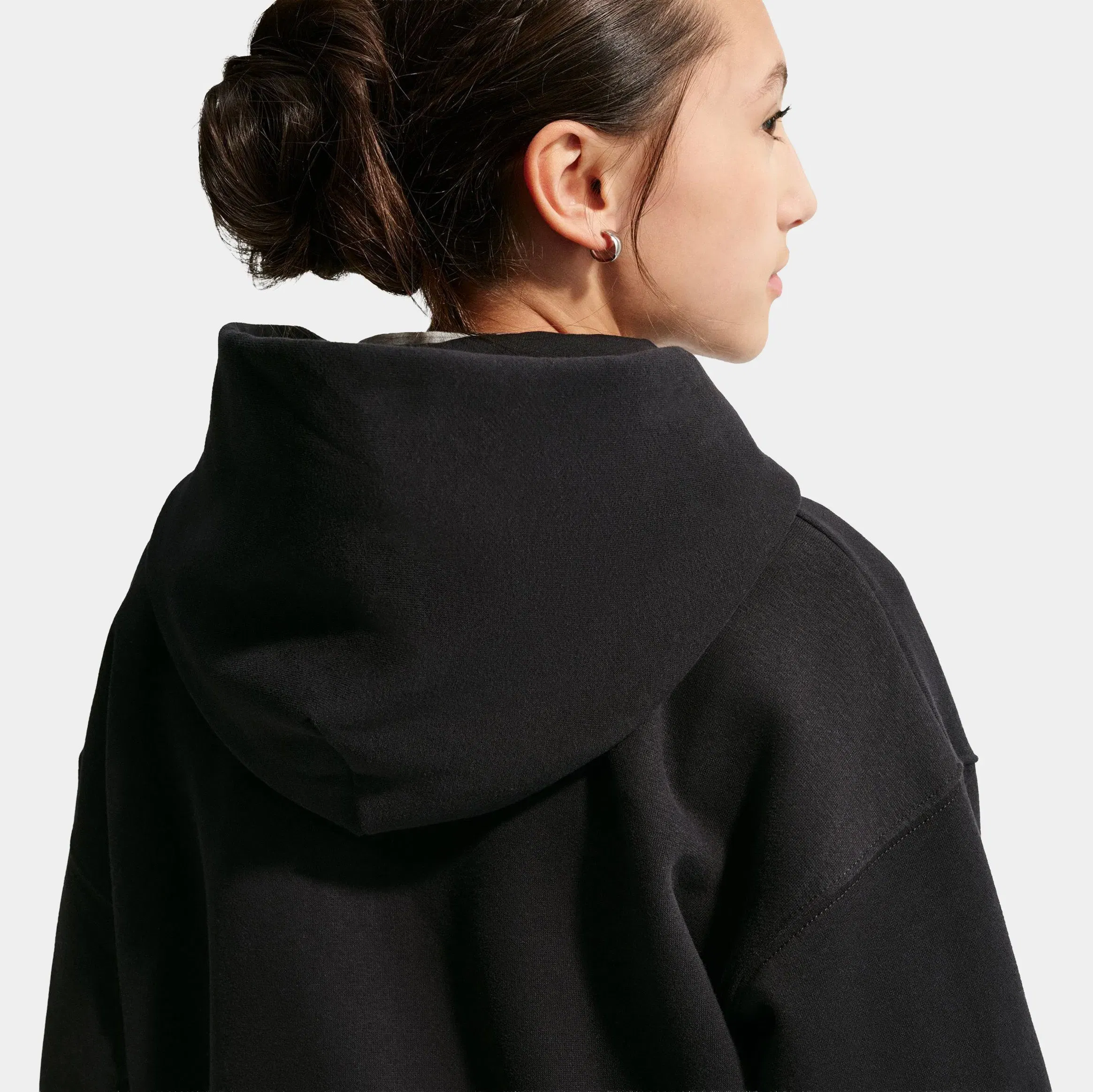 Nike Sportswear Studio Fleece Oversized Full Zip Grade School Hoodie (Black/White)