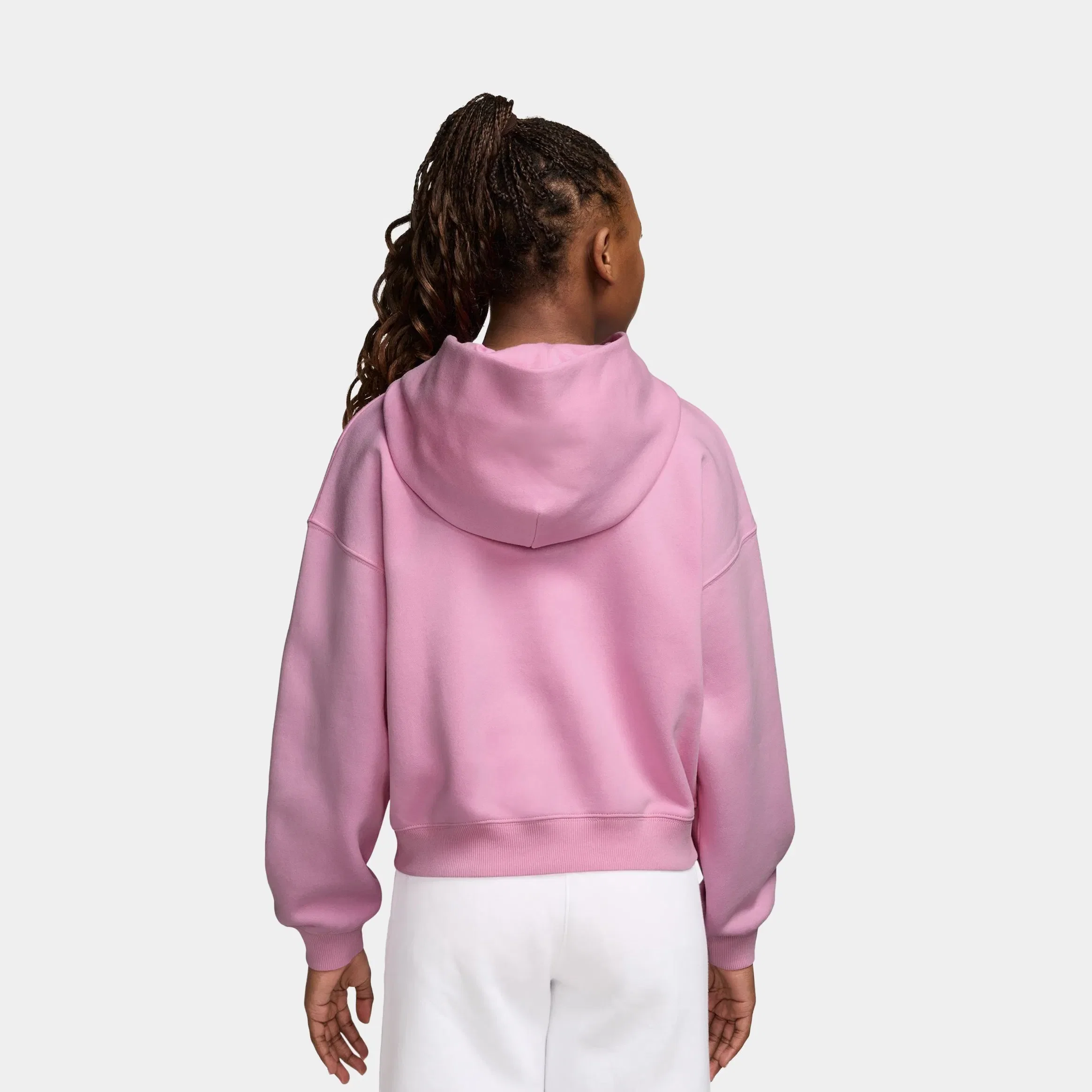 Nike Sportswear Studio Fleece Oversized Full Zip Grade School Hoodie (Pink Rise/White)