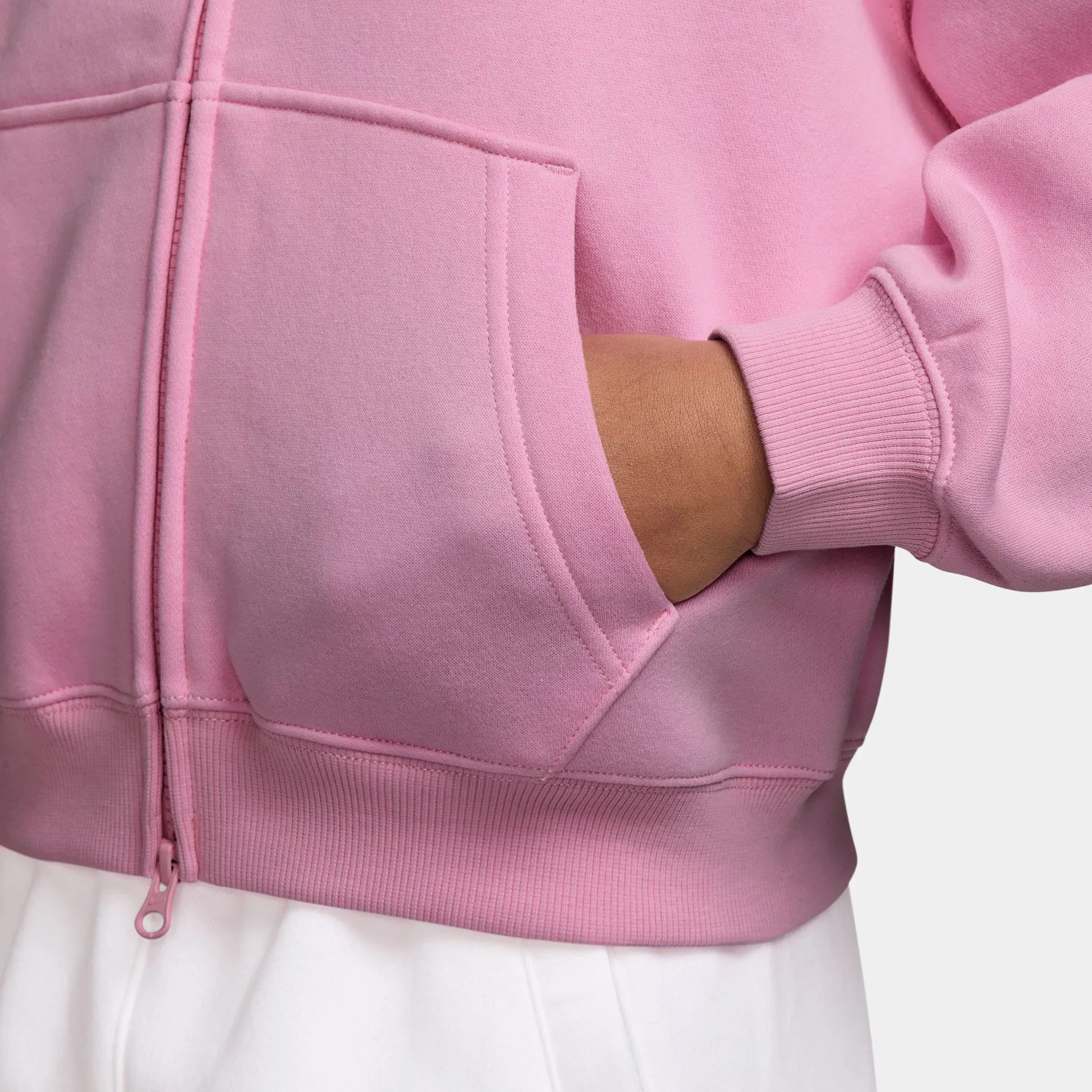 Nike Sportswear Studio Fleece Oversized Full Zip Grade School Hoodie (Pink Rise/White)