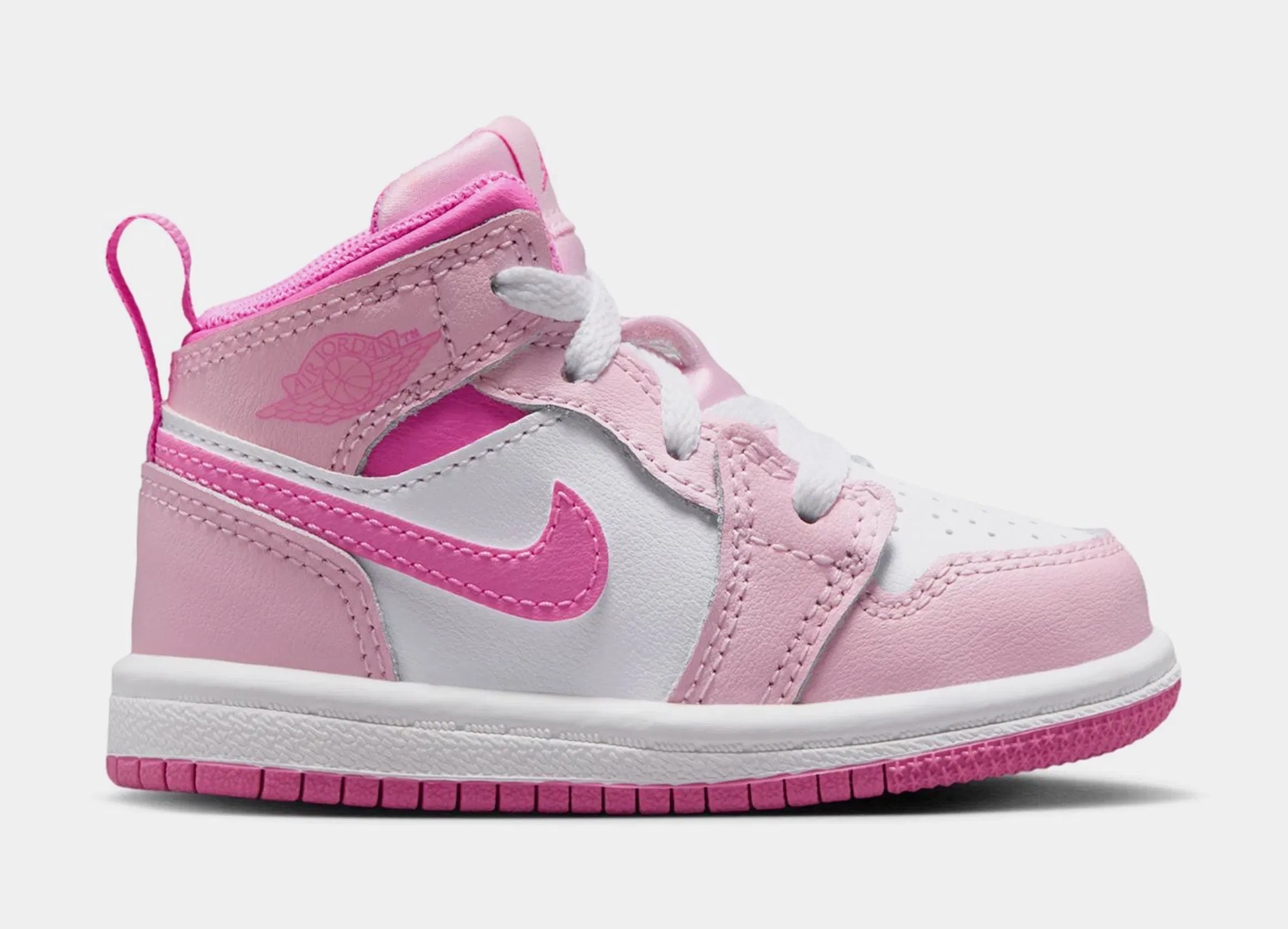 Air Jordan 1 Mid Infant Toddler Lifestyle Shoes (Pink Foam/China Rose/White)