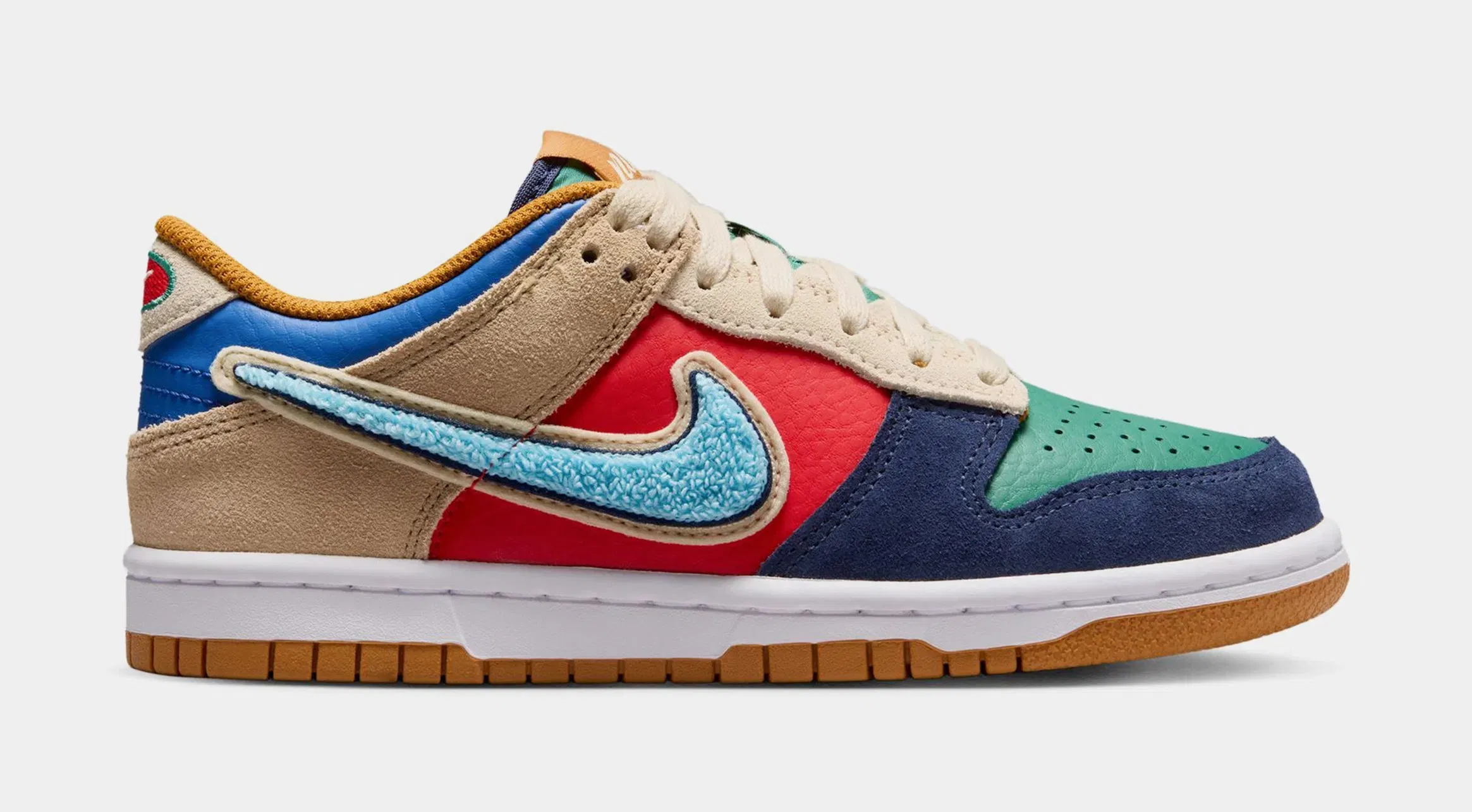 Nike Dunk Low Grade School Lifestyle Shoes (Midnight Navy/Speed Red/Green Noise)