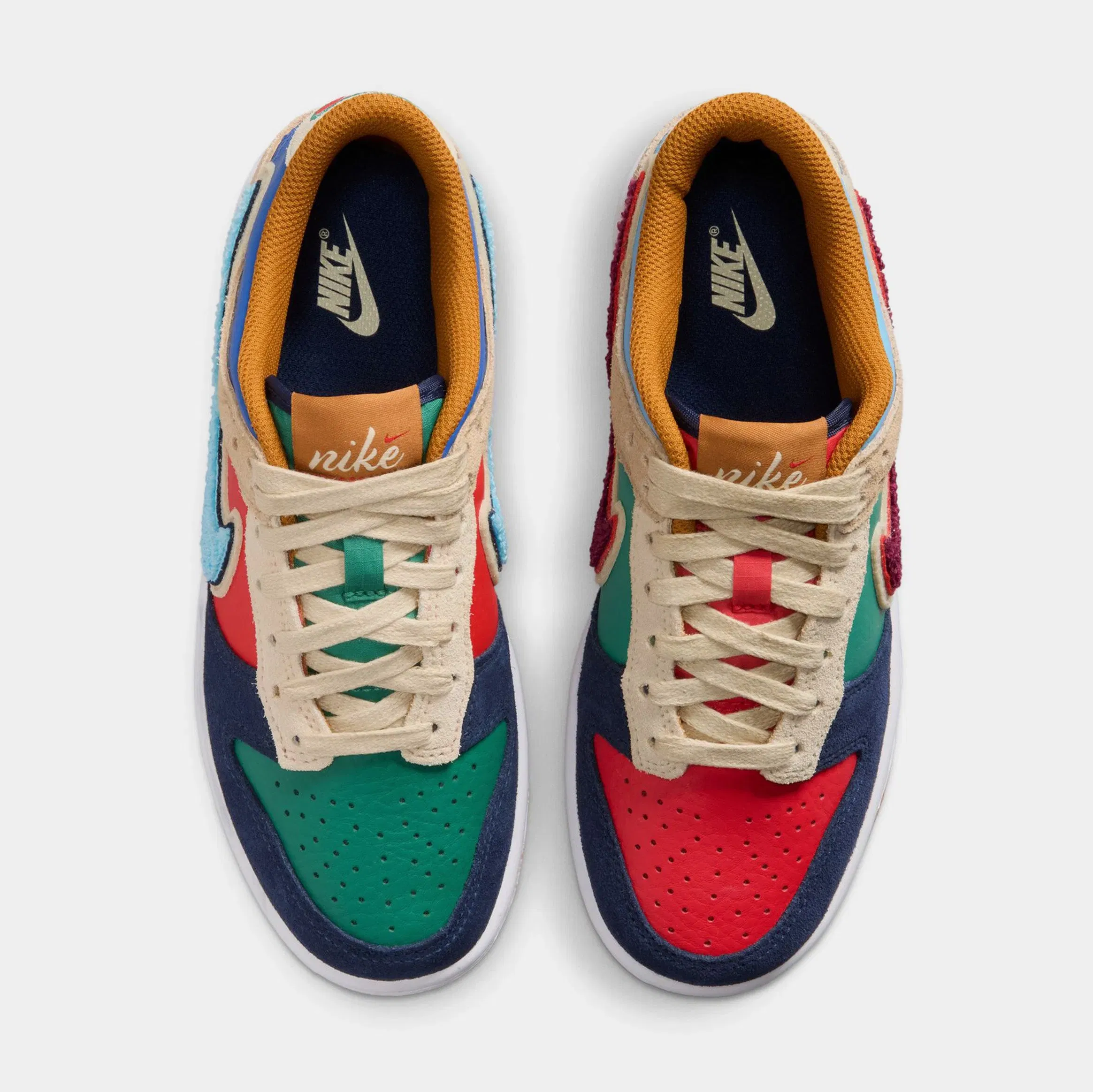 Nike Dunk Low Grade School Lifestyle Shoes (Midnight Navy/Speed Red/Green Noise)