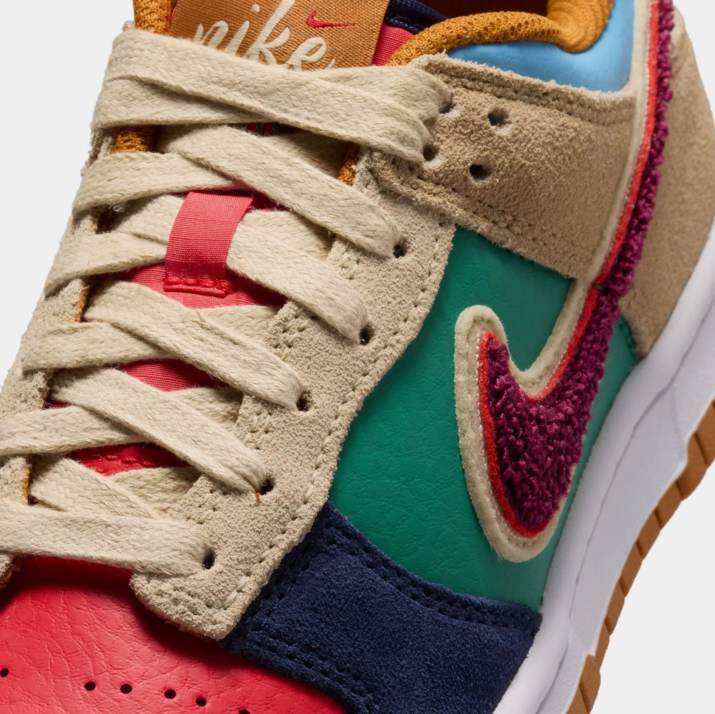Nike Dunk Low Grade School Lifestyle Shoes (Midnight Navy/Speed Red/Green Noise)