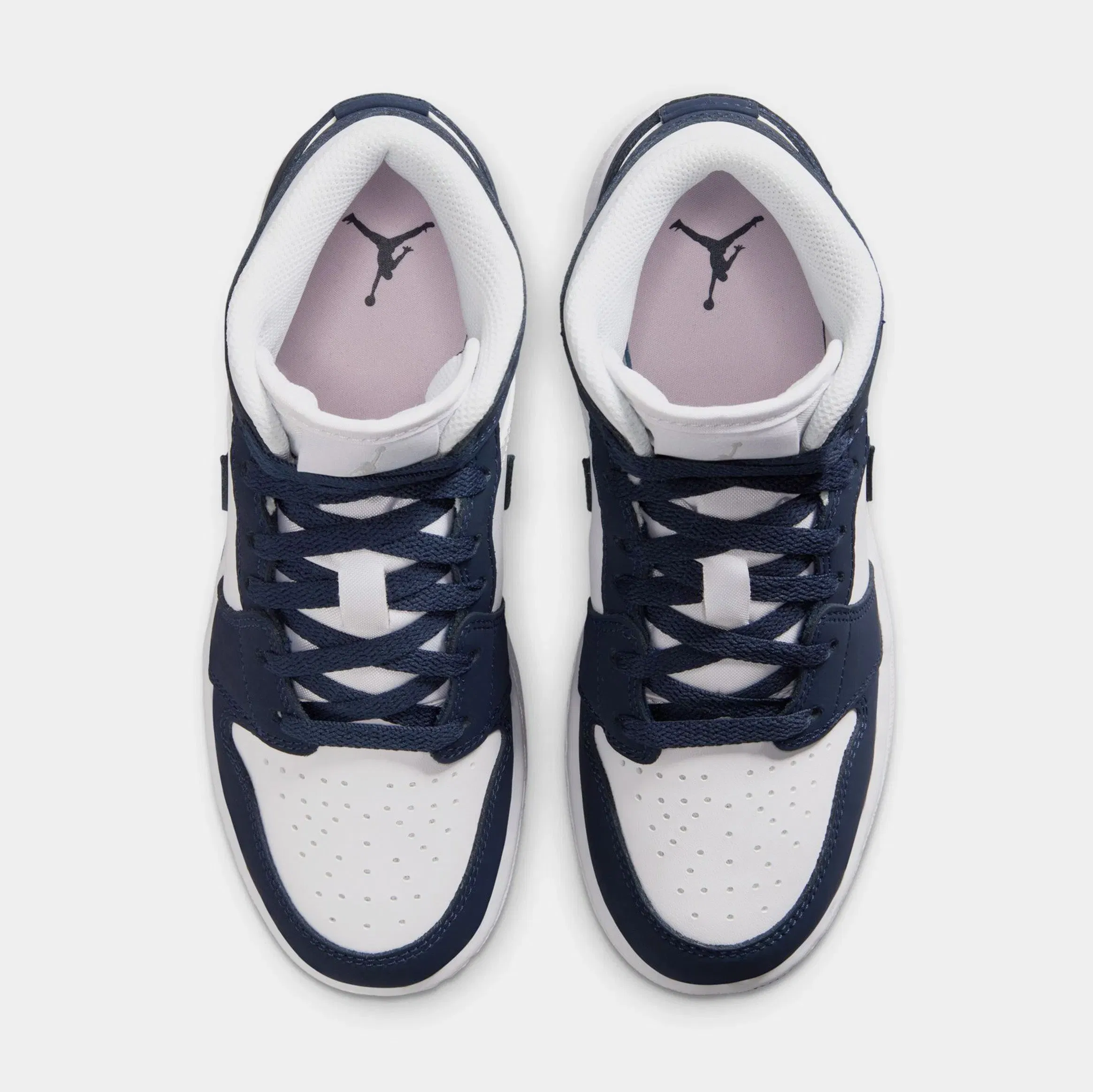 Air Jordan 1 Mid Grade School Lifestyle Shoes (Obsidian/Obsidian/White/Grey Fog)
