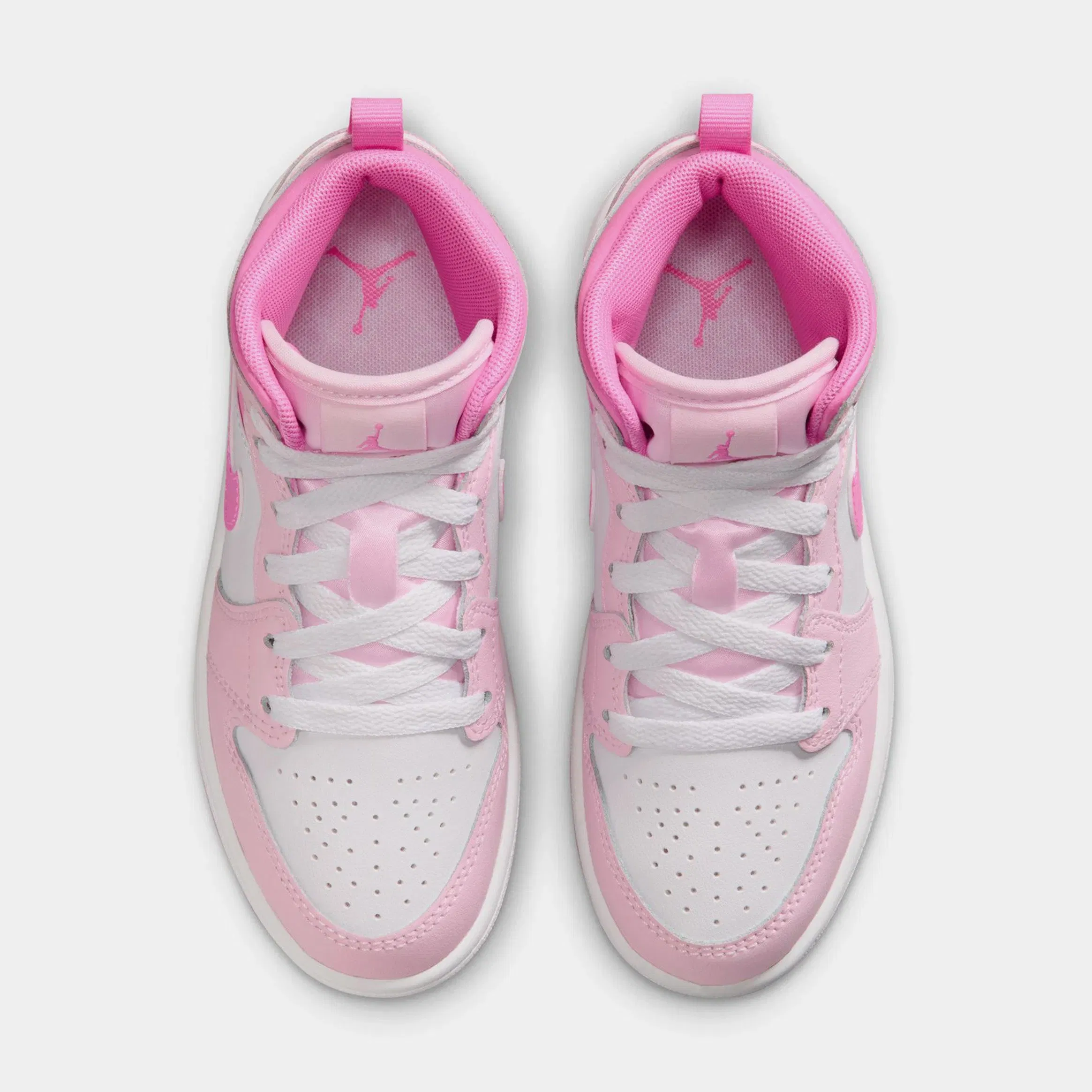 Air Jordan 1 Mid Preschool Shoes (Pink Foam/China Rose/White)