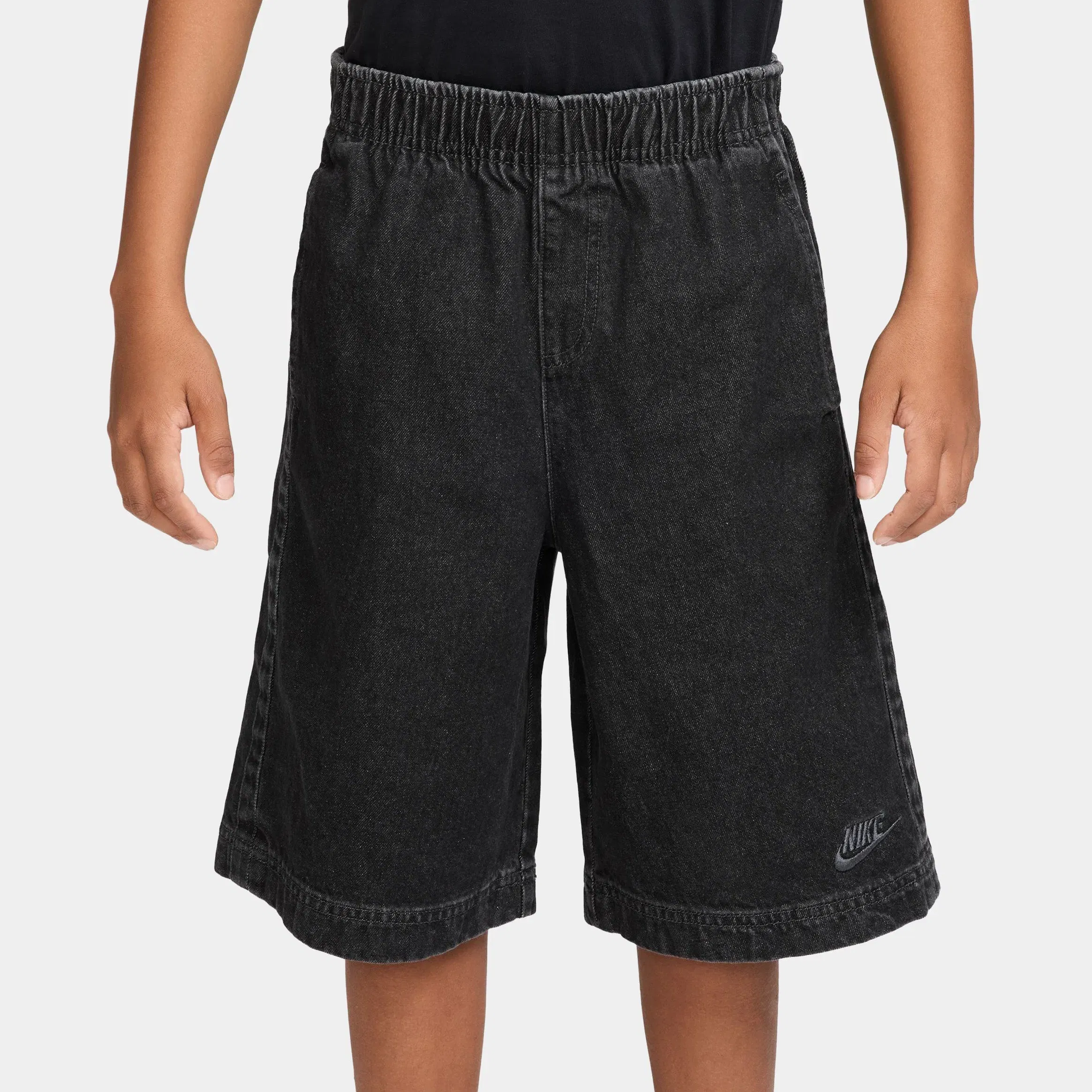 Nike Sportswear Collection Denim Grade School Shorts (Black/Anthracite/Volt)