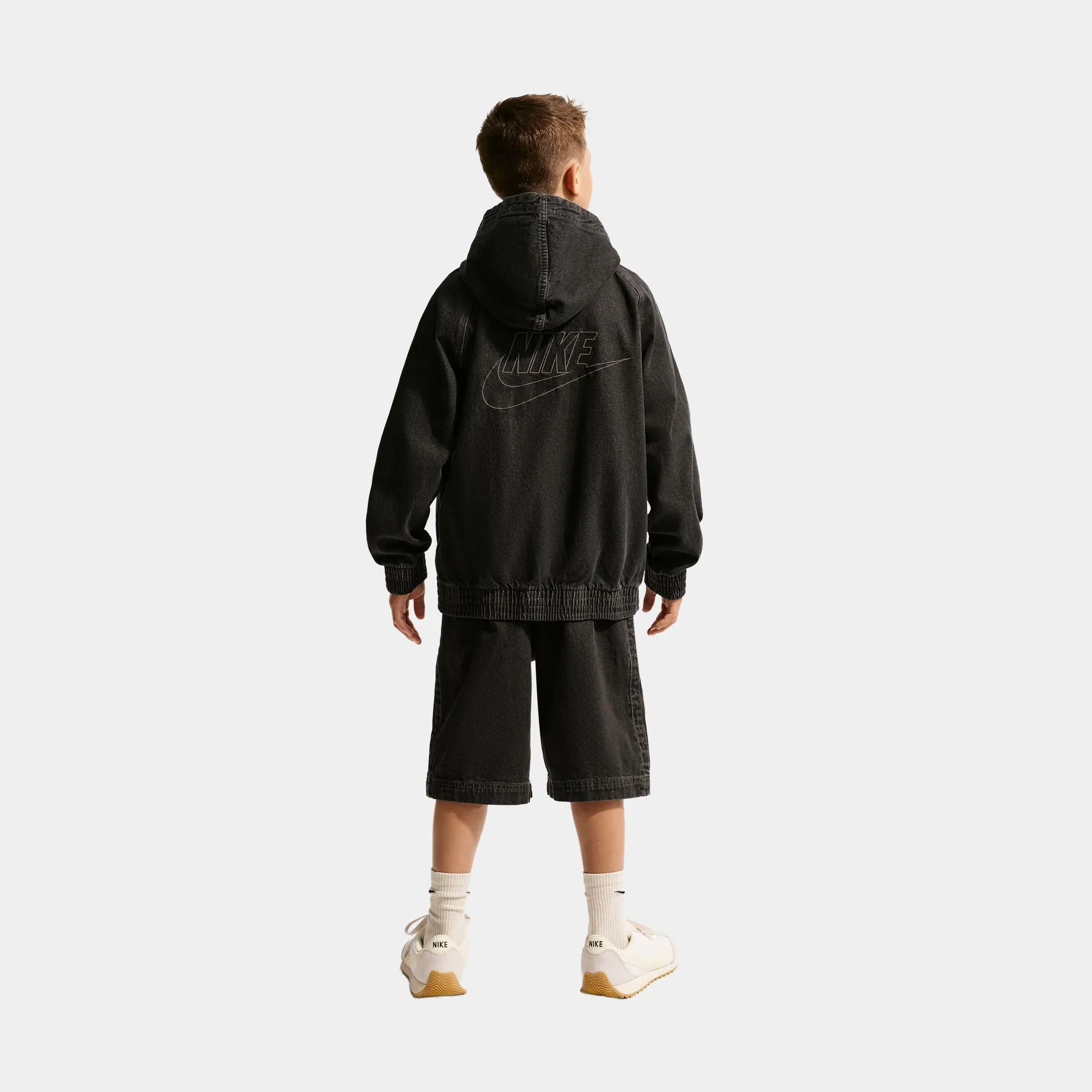 Nike Sportswear Collection Denim Grade School Shorts (Black/Anthracite/Volt)