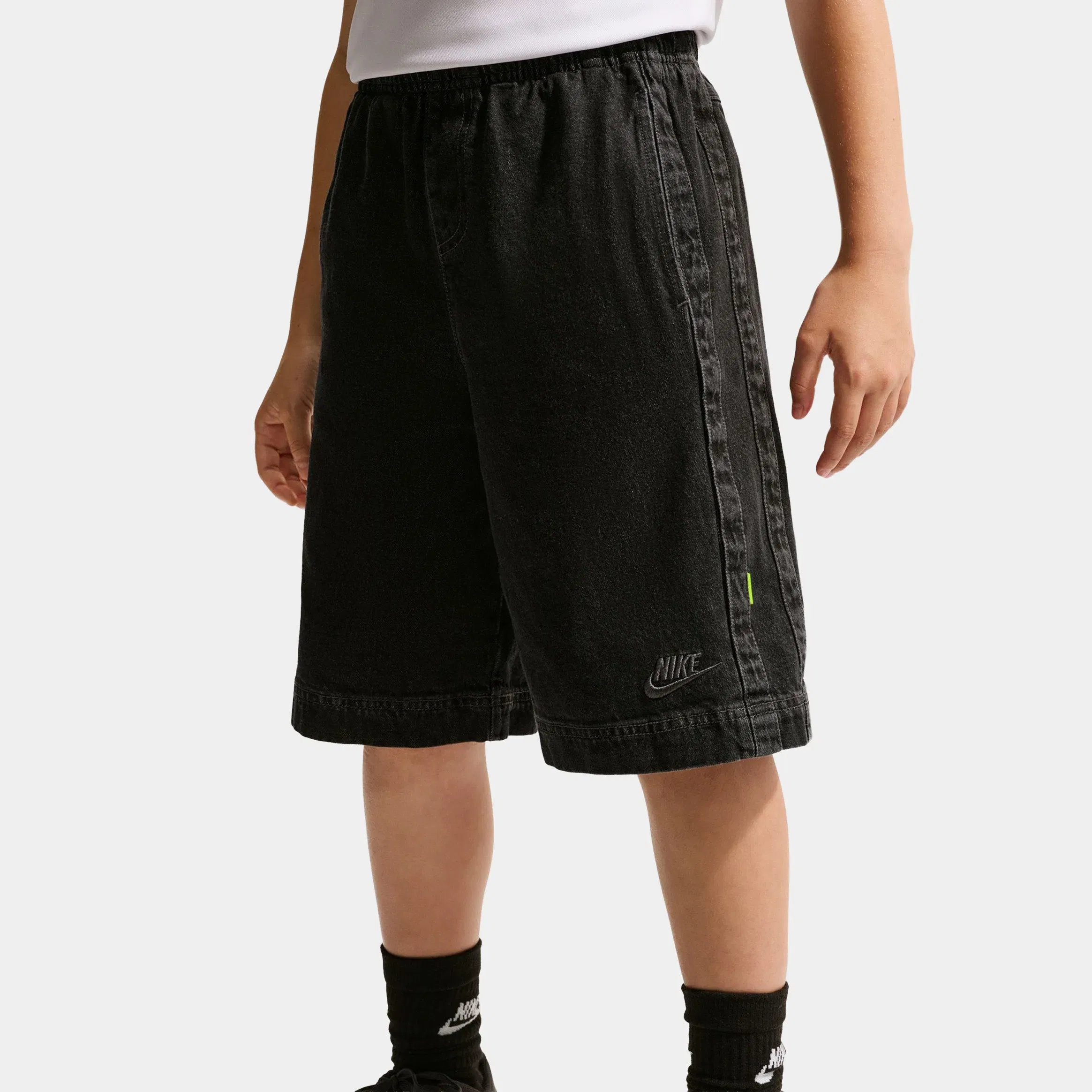 Nike Sportswear Collection Denim Grade School Shorts (Black/Anthracite/Volt)