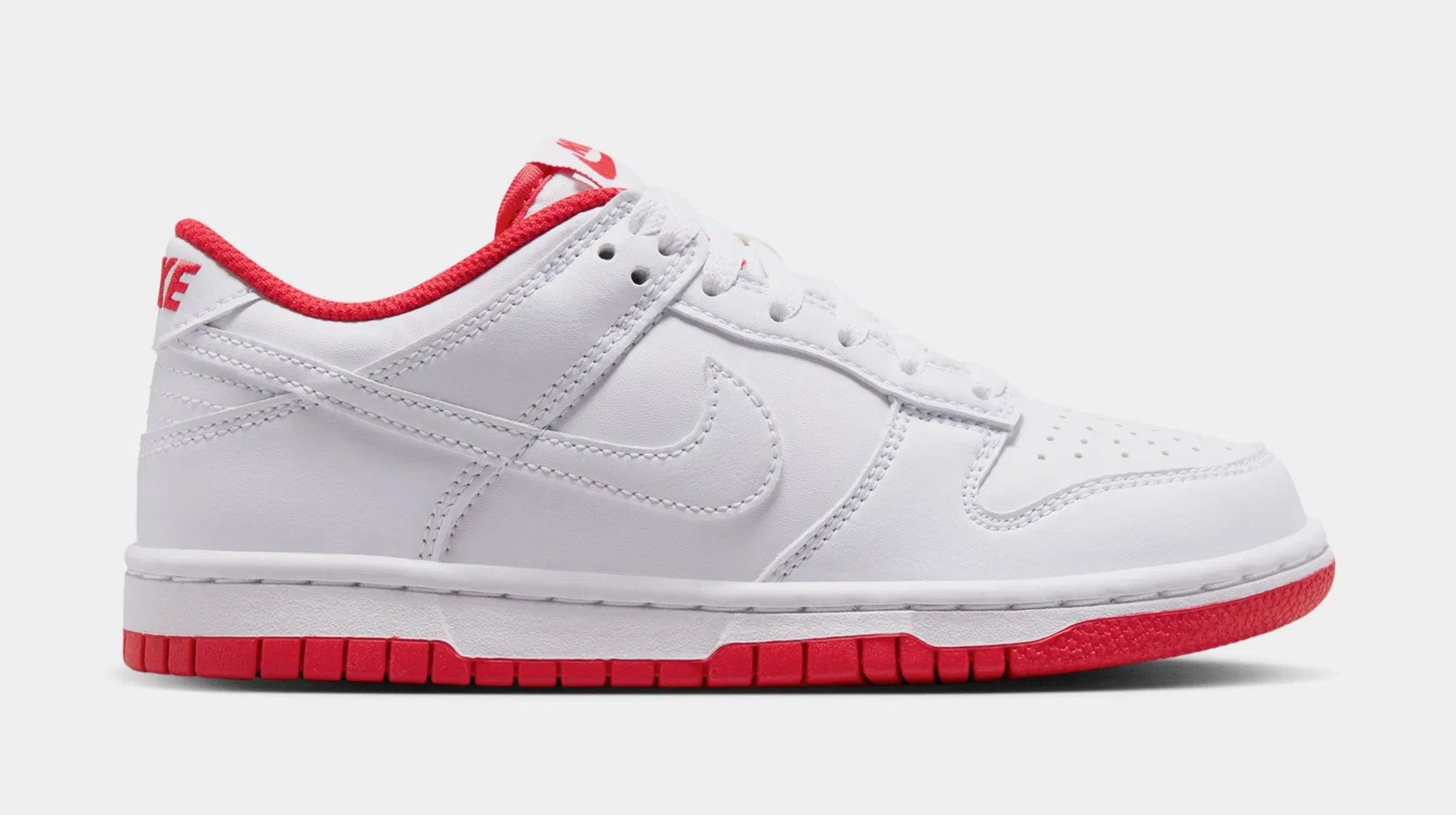 Nike Dunk Low Grade School Lifestyle Shoes (White/University Red)