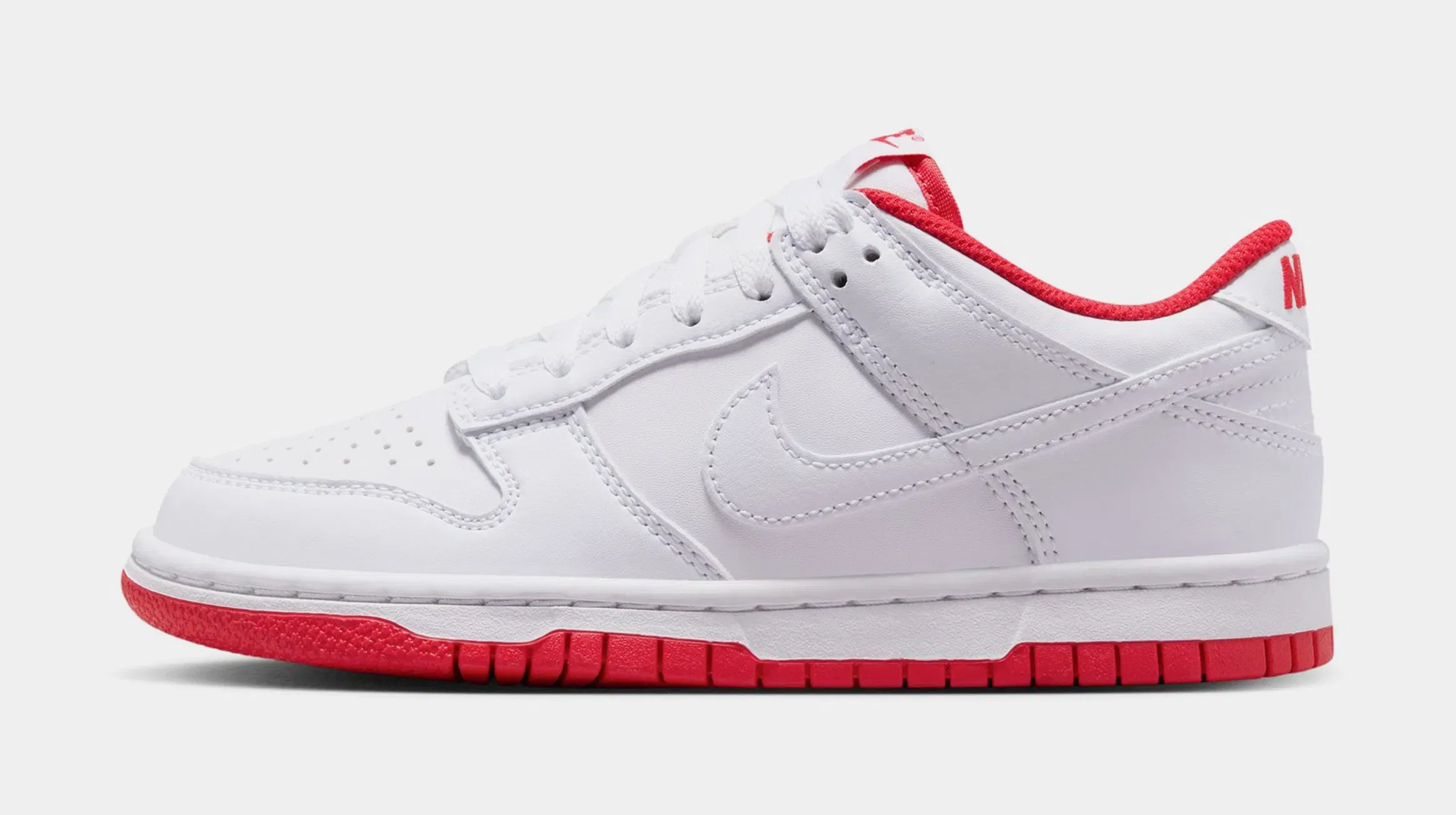 Nike Dunk Low Grade School Lifestyle Shoes (White/University Red)