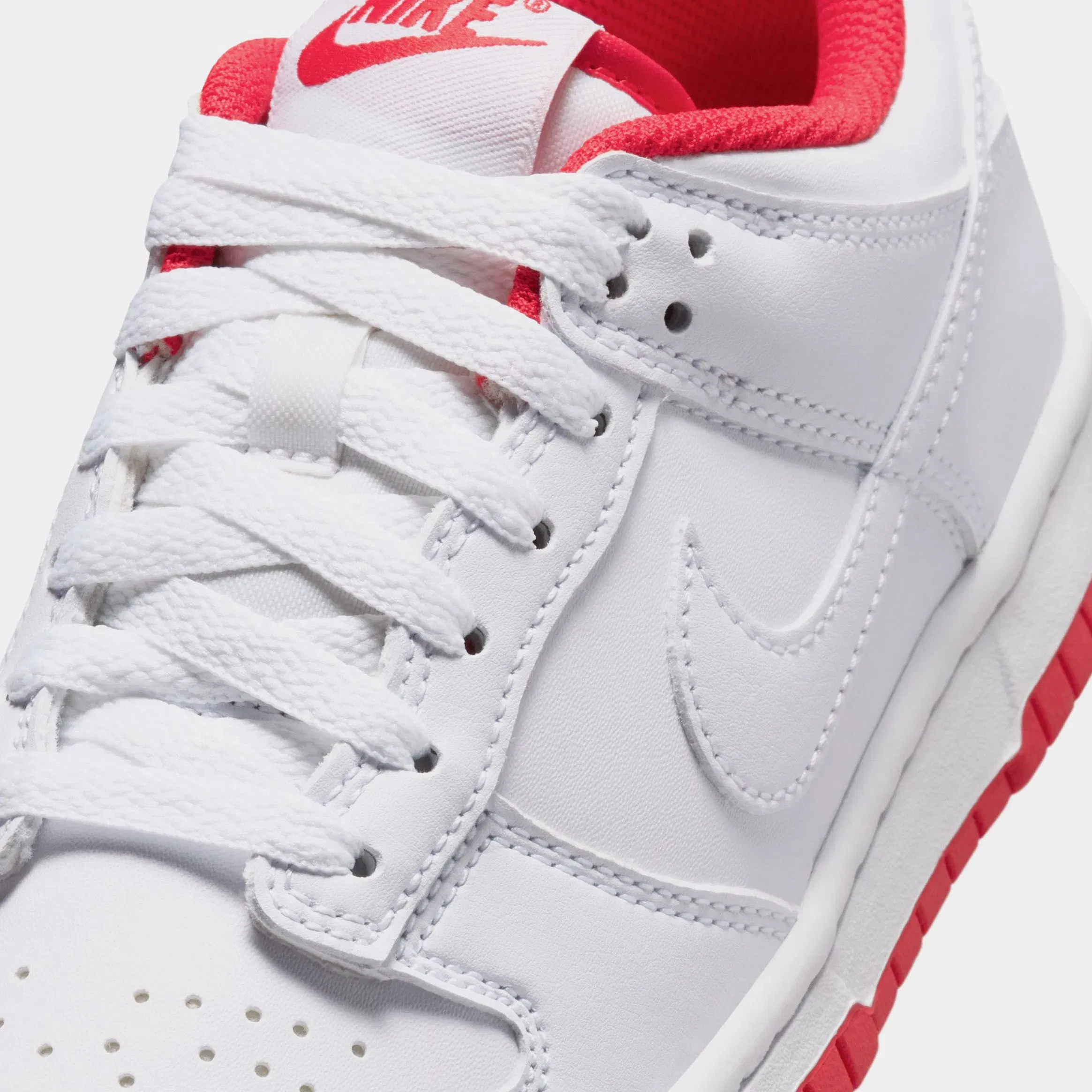 Nike Dunk Low Grade School Lifestyle Shoes (White/University Red)