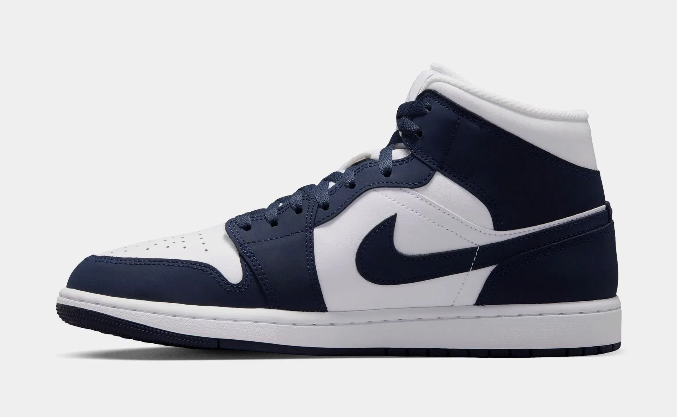 Air Jordan 1 Mid Obsidian Mens Lifestyle Shoes (Obsidian/Obsidian/White/Grey Fog)