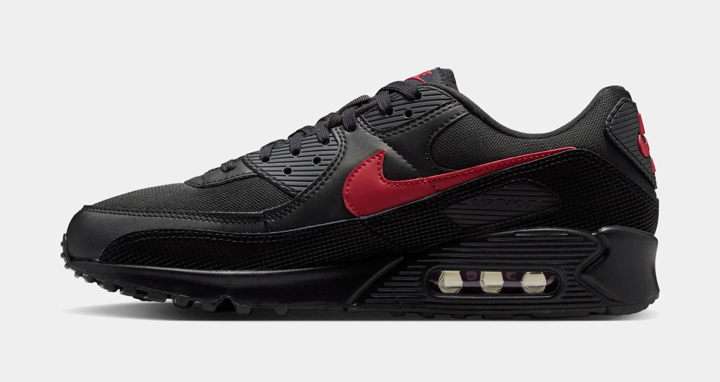 Nike Air Max 90 Mens Running Shoes (Black/Tough Red)
