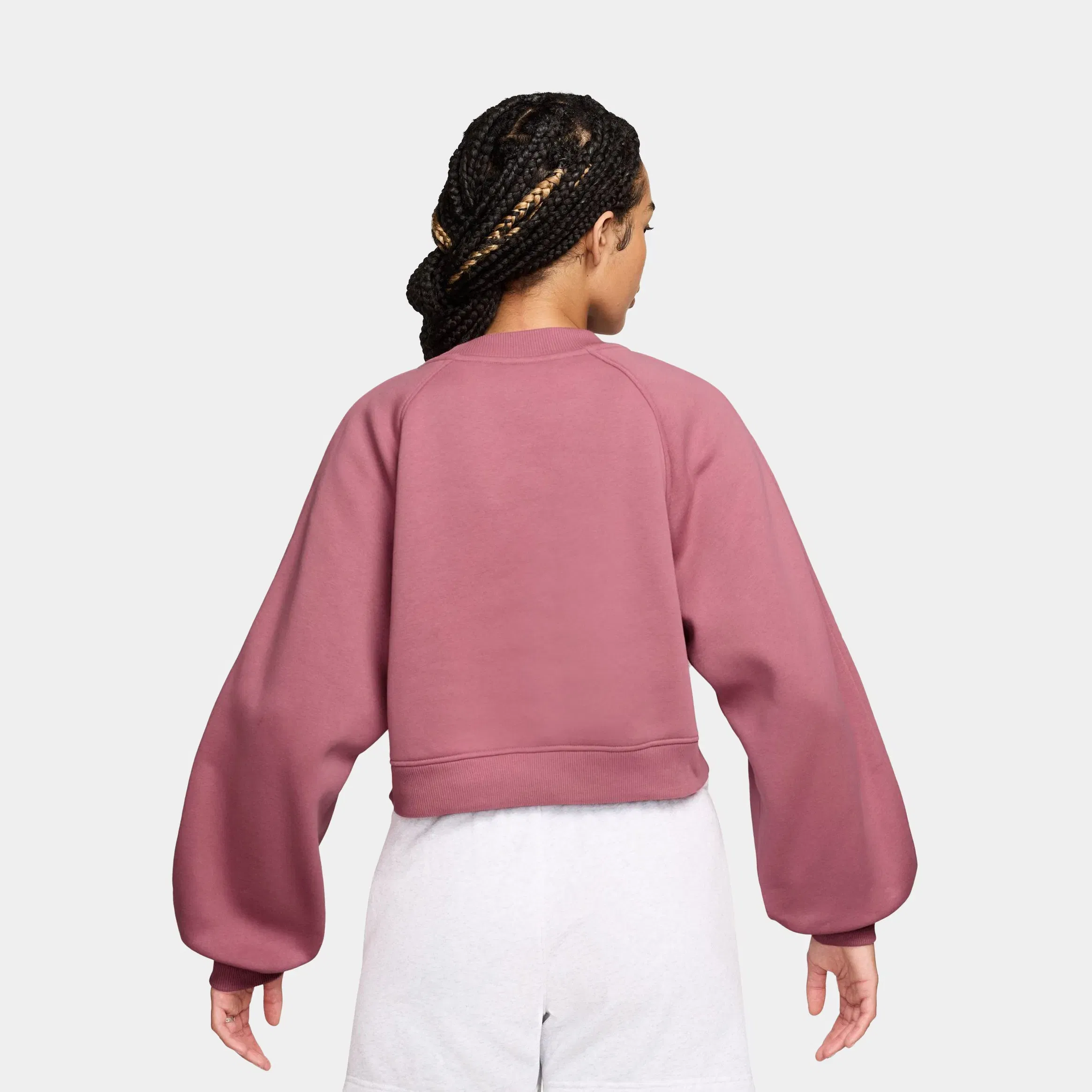 Air Jordan Brooklyn Fleece Cropped Crew Neck Pullover Womens Sweatshirt (Desert Berry/Sail)