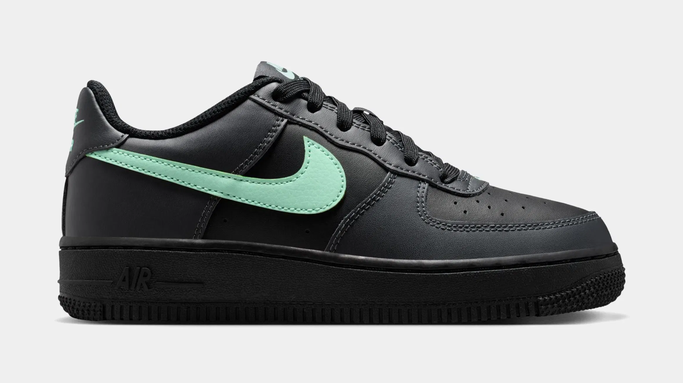 Nike Air Force 1 Grade School Lifestyle Shoes (Black/Arctic Green/Anthracite)