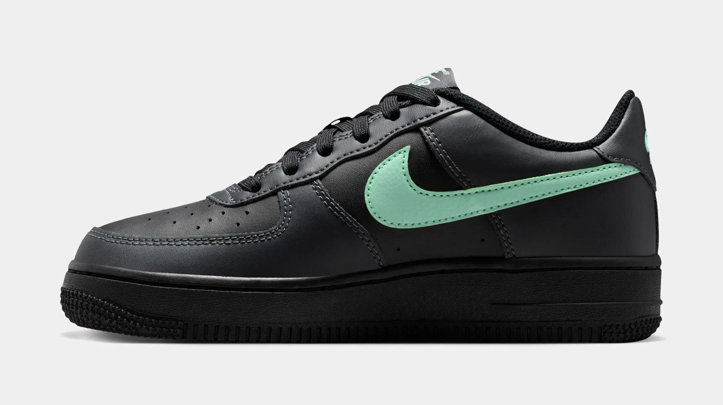 Nike Air Force 1 Grade School Lifestyle Shoes (Black/Arctic Green/Anthracite)