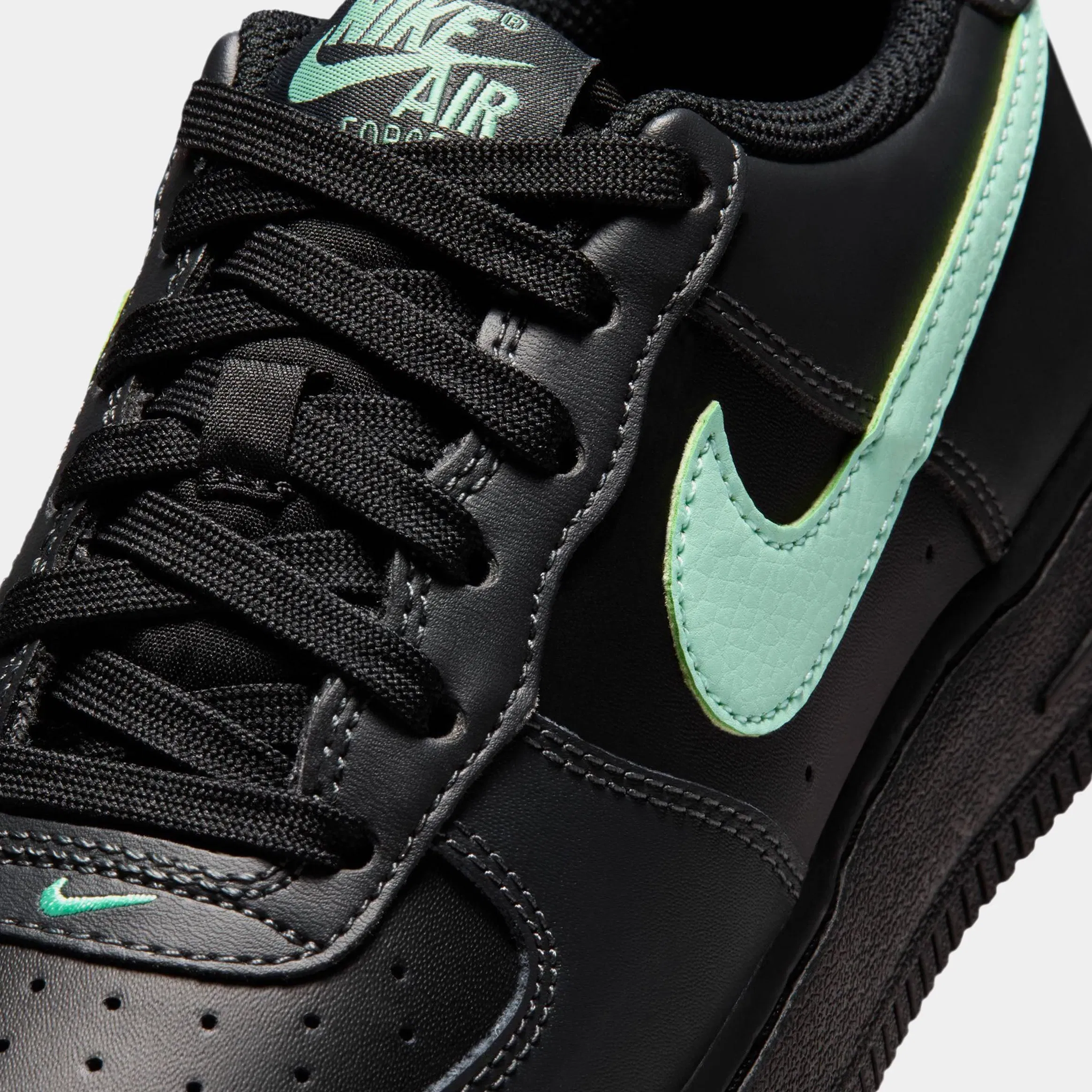 Nike Air Force 1 Grade School Lifestyle Shoes (Black/Arctic Green/Anthracite)