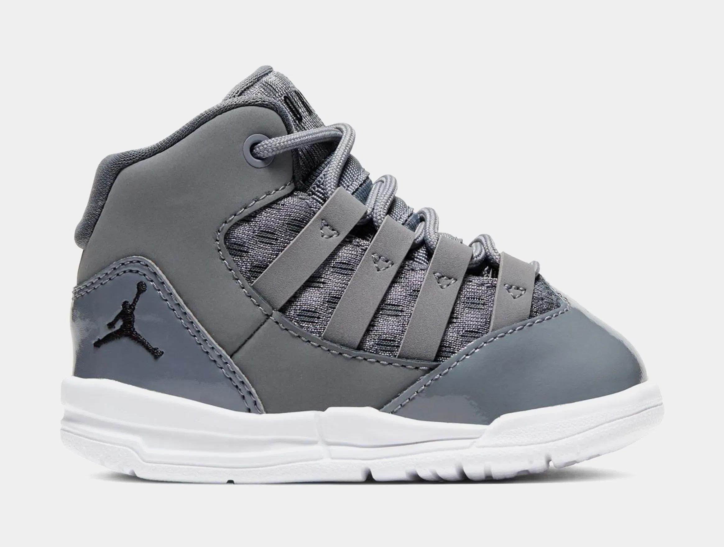Air Jordan Max Aura Infant Toddler Basketball Shoes (Cool Grey/Black/White/Clear)