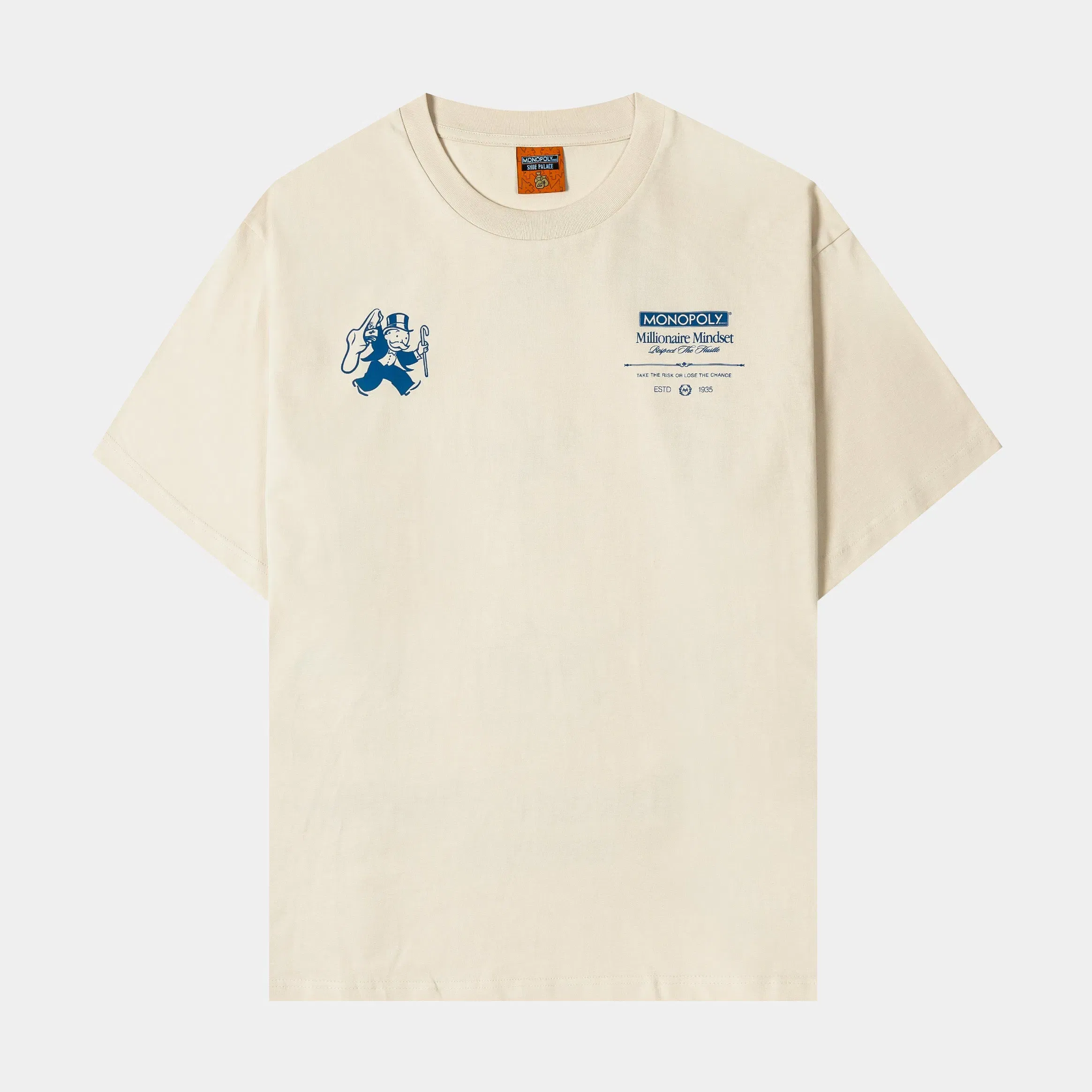 MONOPOLY X SP SP x Monopoly Millionaire Mindset Mens Short Sleeve Shirt (Beige/Blue)