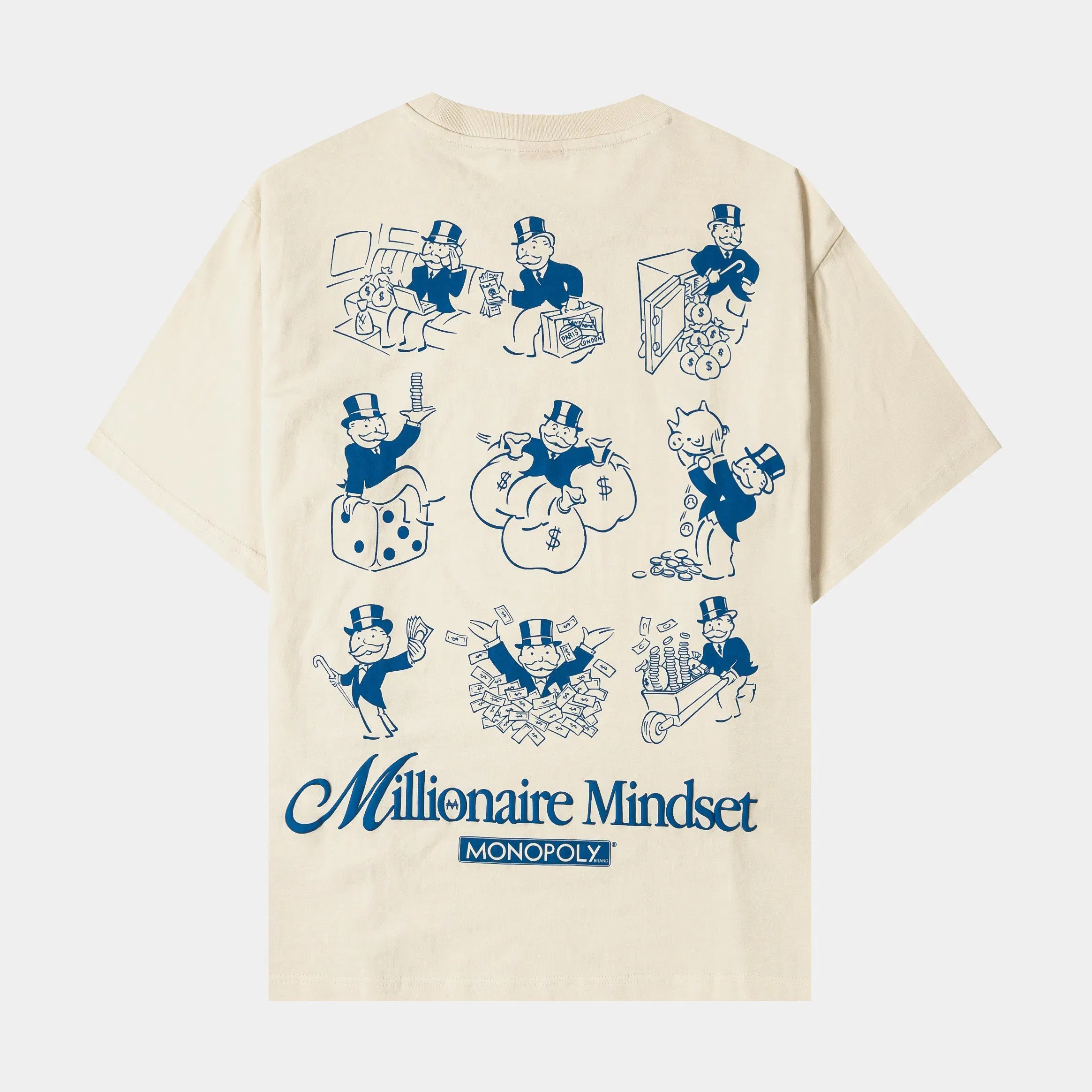 MONOPOLY X SP SP x Monopoly Millionaire Mindset Mens Short Sleeve Shirt (Beige/Blue)