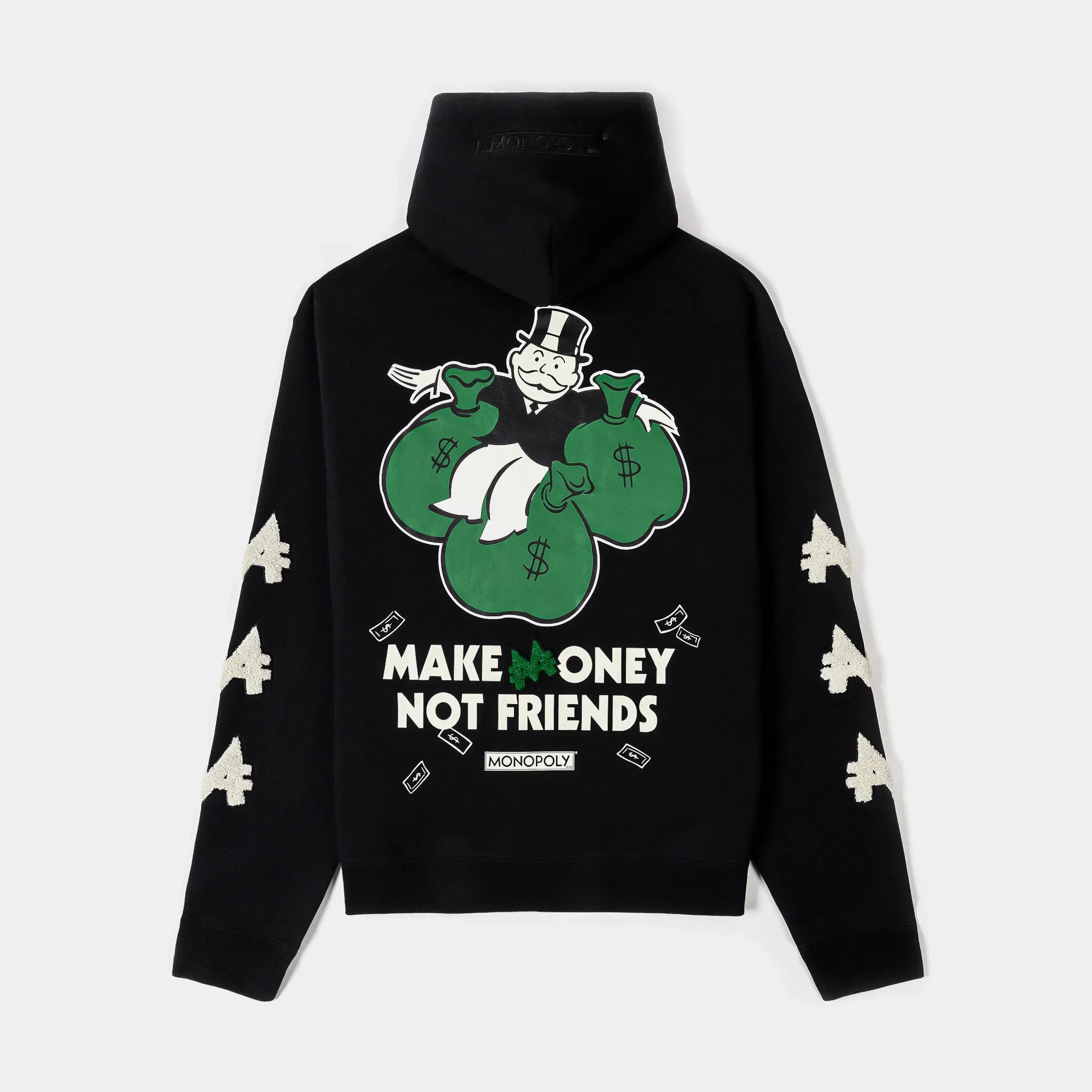 MONOPOLY X SP SP x Monopoly Make Money Not Friends Pullover Mens Hoodie (Black/Cream)